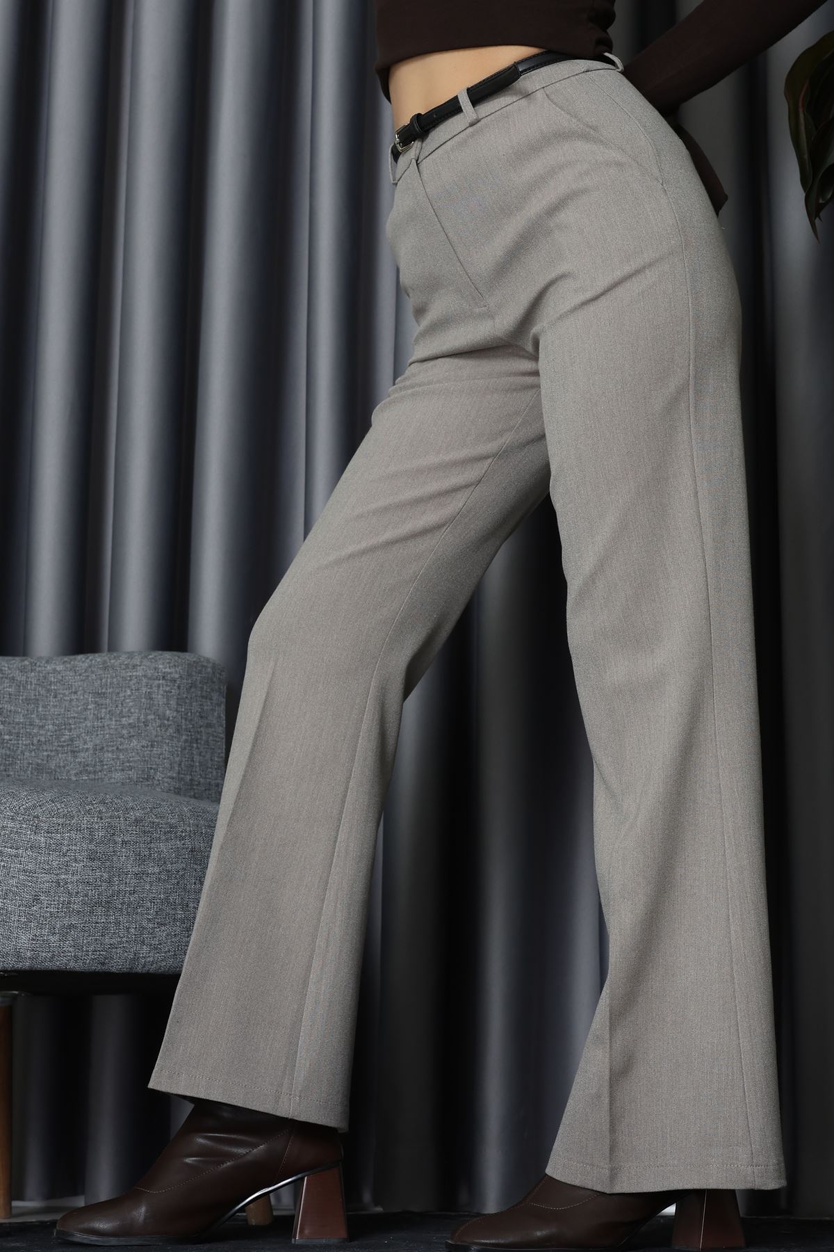 Kemerli Pantolon Vizon - 42825.2002.