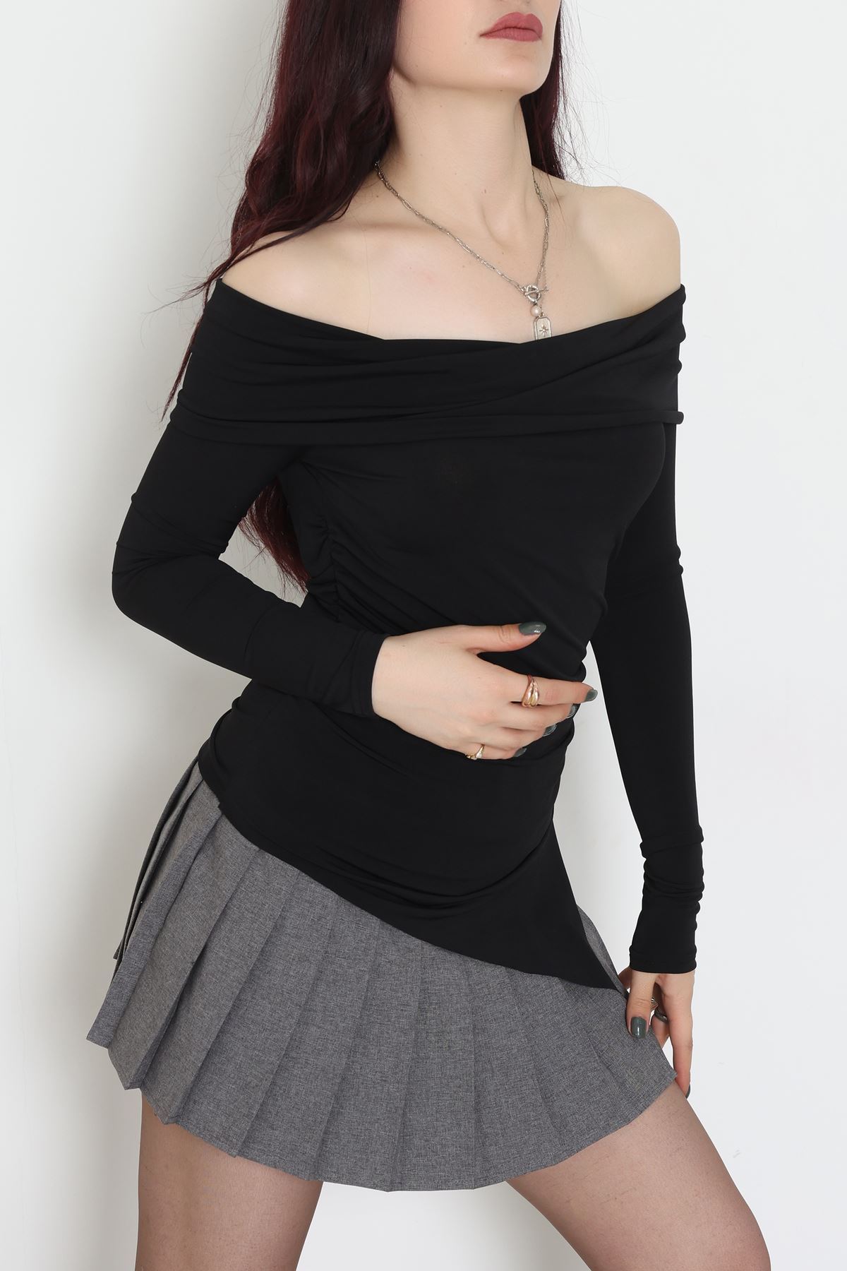 Sandy Madonna Yaka Bluz Siyah - 42804.1949.