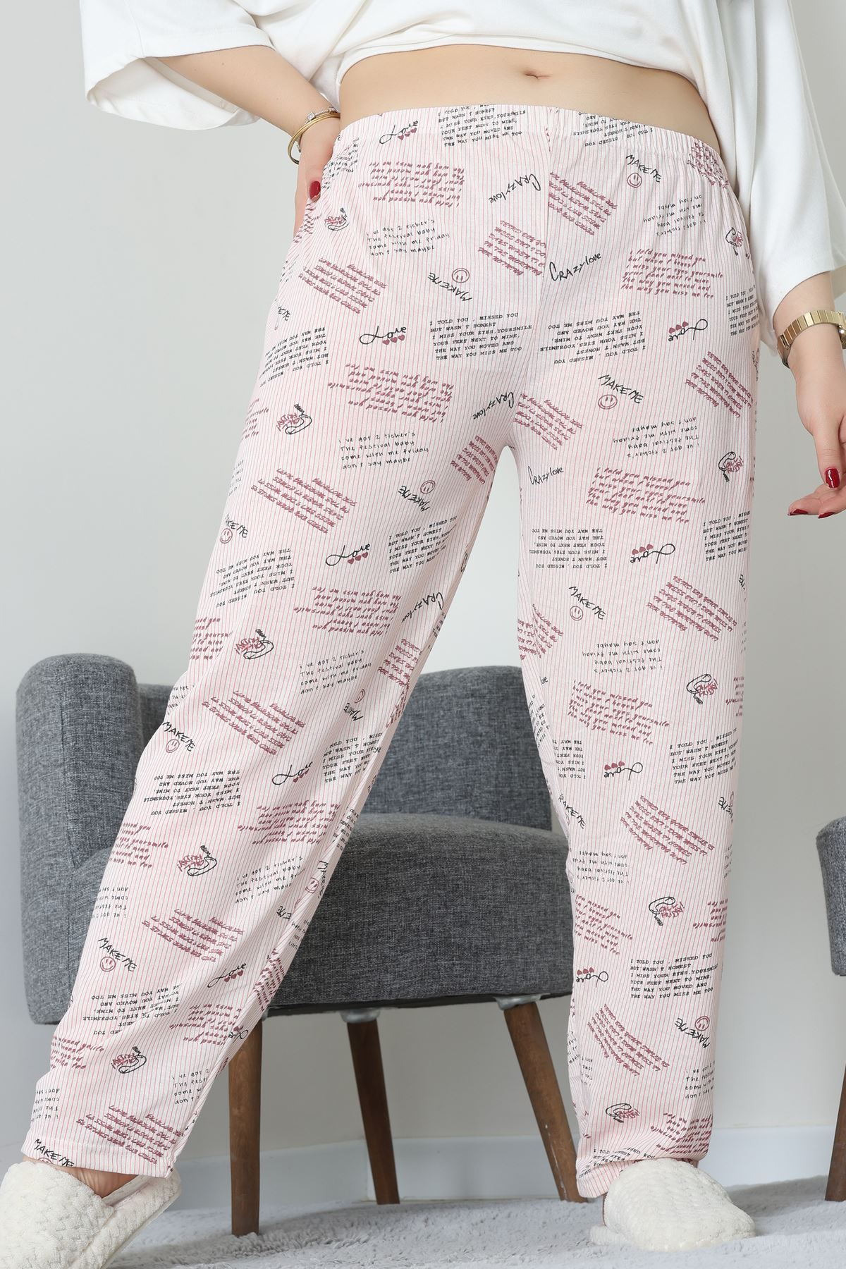 Büyük Beden Süprem Pijama Altı Pudra - 55011.1567.