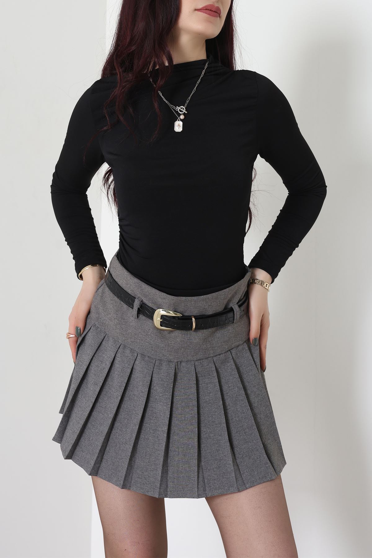 Sandy Kayık Kaya Bluz Siyah - 42802.1949.