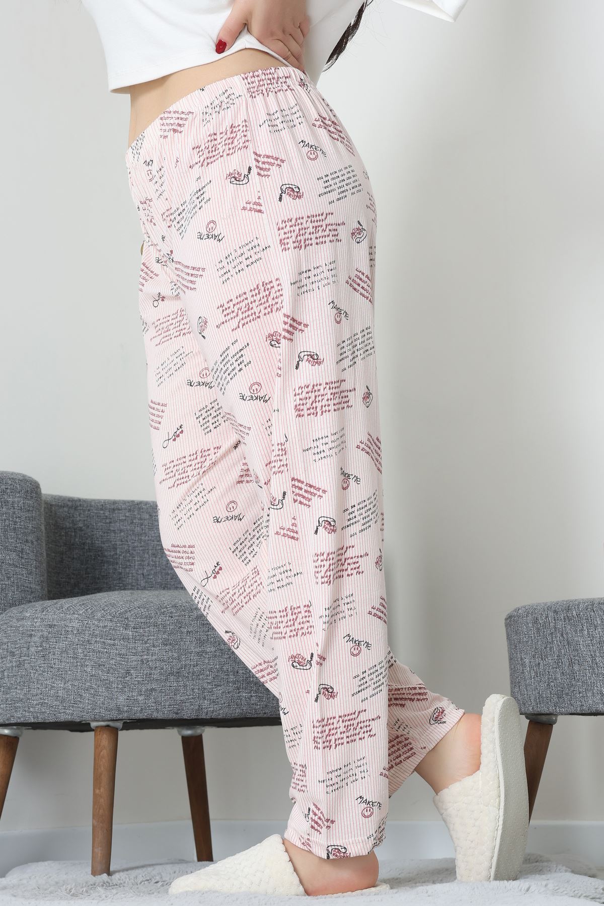 Büyük Beden Süprem Pijama Altı Pudra - 55011.1567.