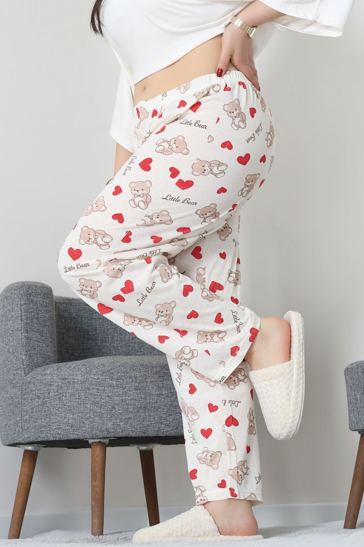 Büyük Beden Süprem Pijama Altı Krem - 55011.1567.