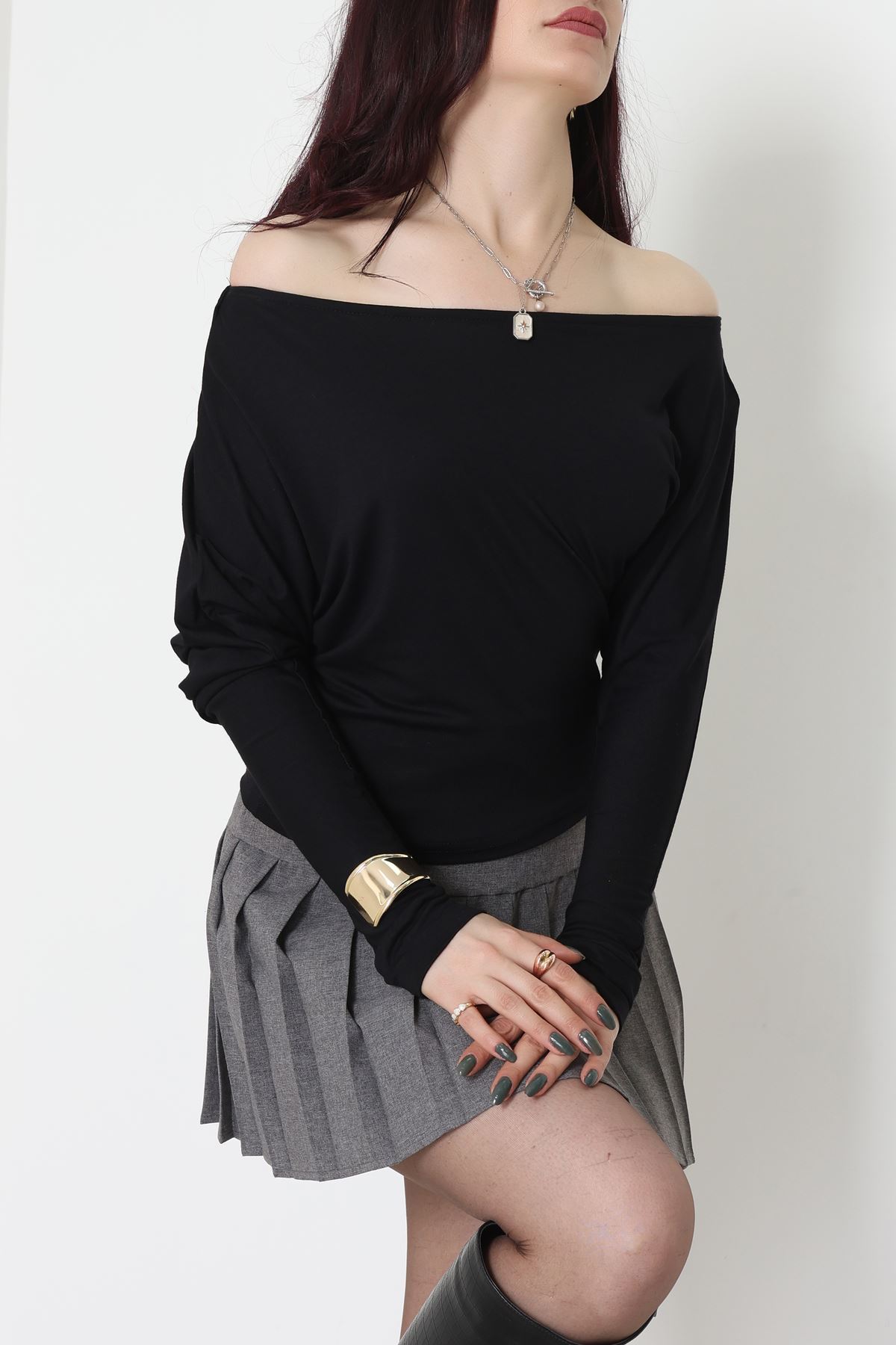 Kayık Yaka Viskon Body Siyah - 42777.599.