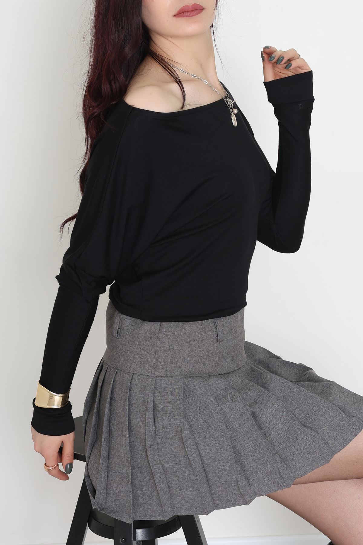 Kayık Yaka Viskon Body Siyah - 42777.599.