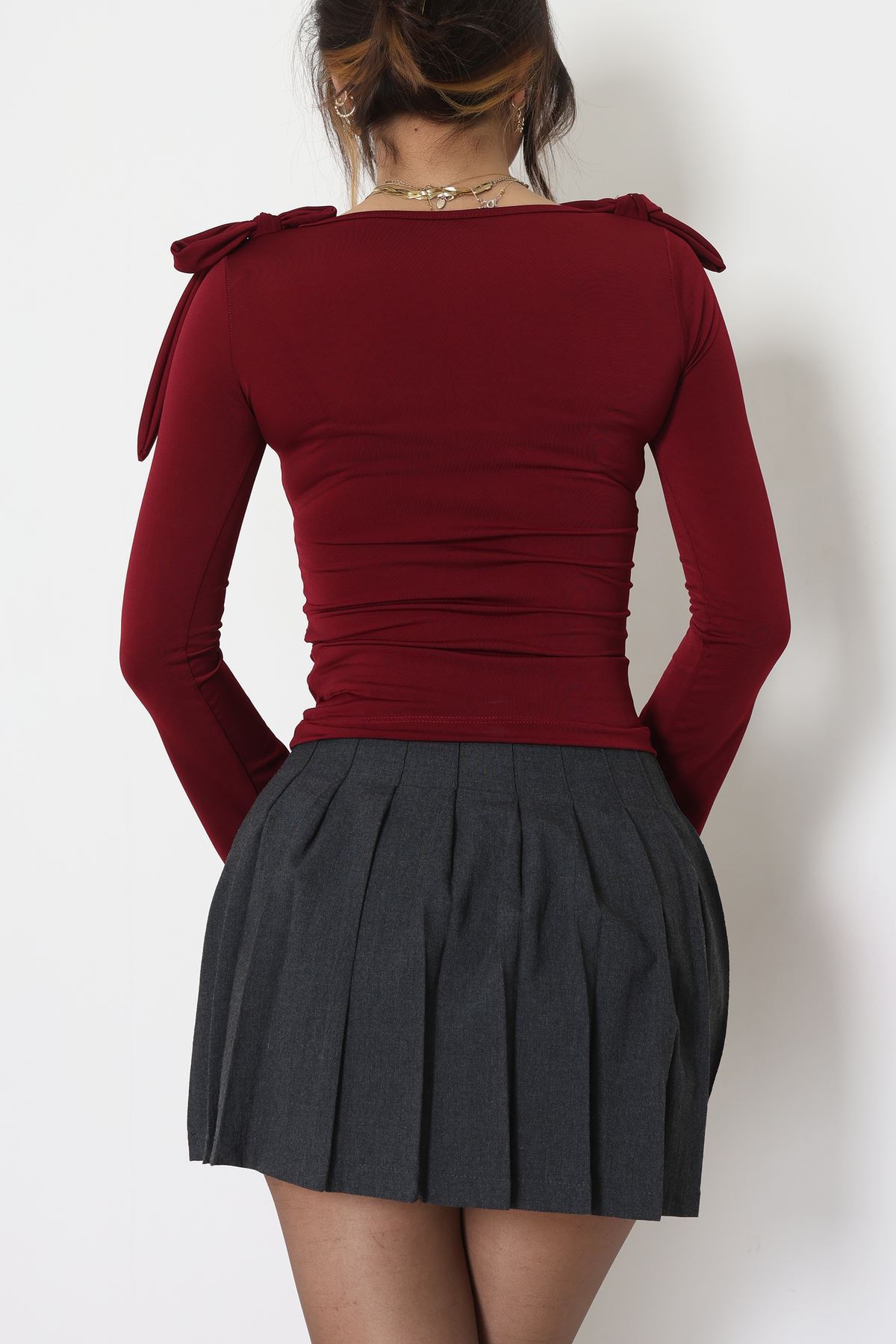 Sandy Fiyonk Detaylı Bluz Bordo - 42806.1949.