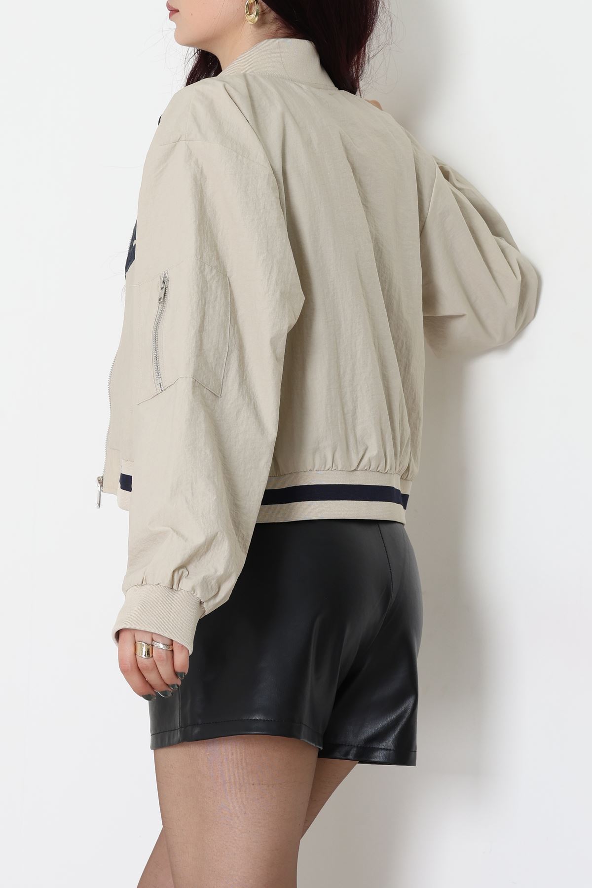 Ribana Detaylı Astarlı Bomber Ceket Bej - 42823.2002.