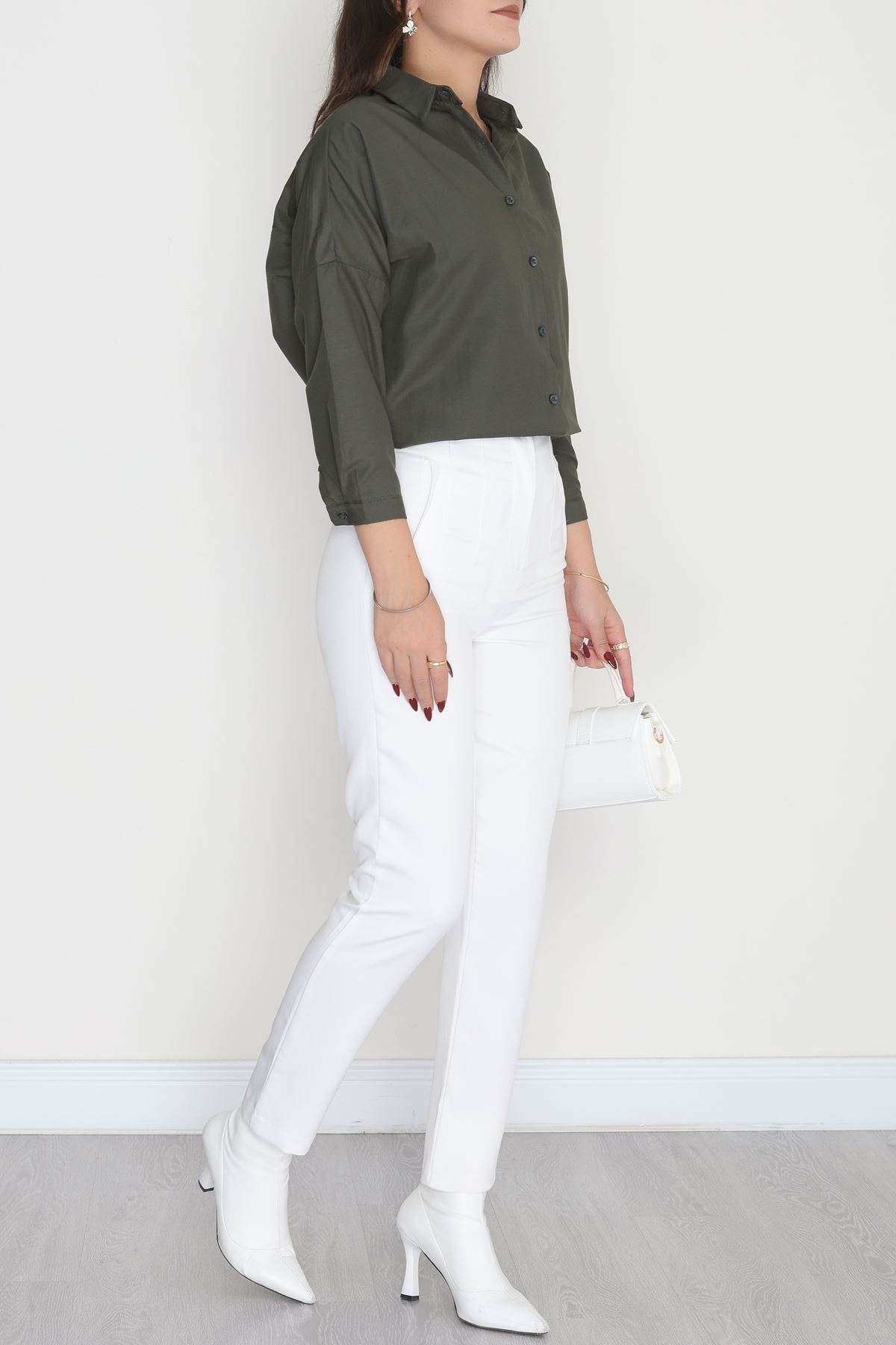 Terikoton Oversize Gömlek Haki - 30840.1949.