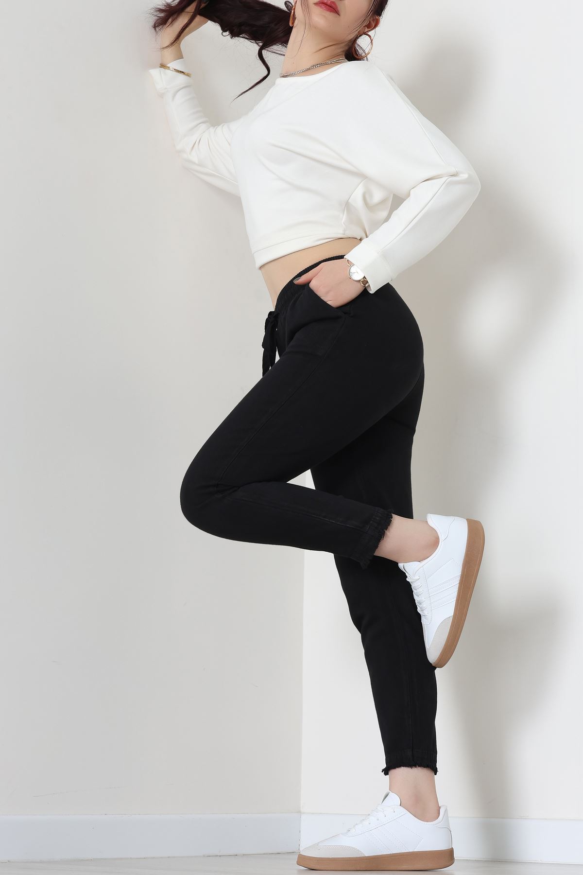 Gabardin Beli Lastlikli Pantolon Siyah - 51249.1347.