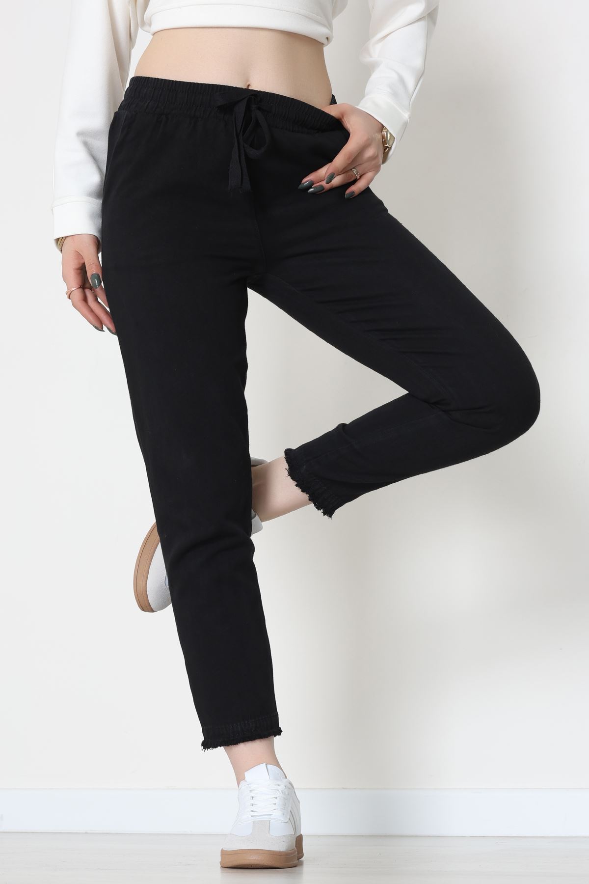 Gabardin Beli Lastlikli Pantolon Siyah - 51249.1347.