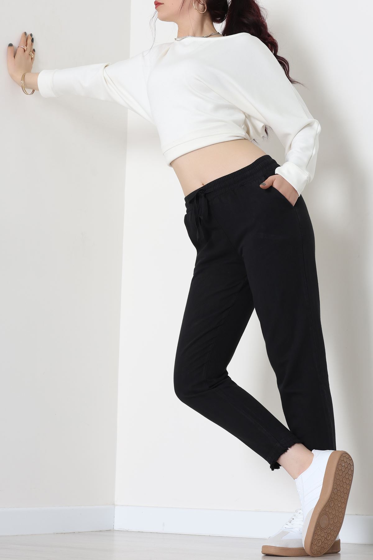 Gabardin Beli Lastlikli Pantolon Siyah - 51249.1347.