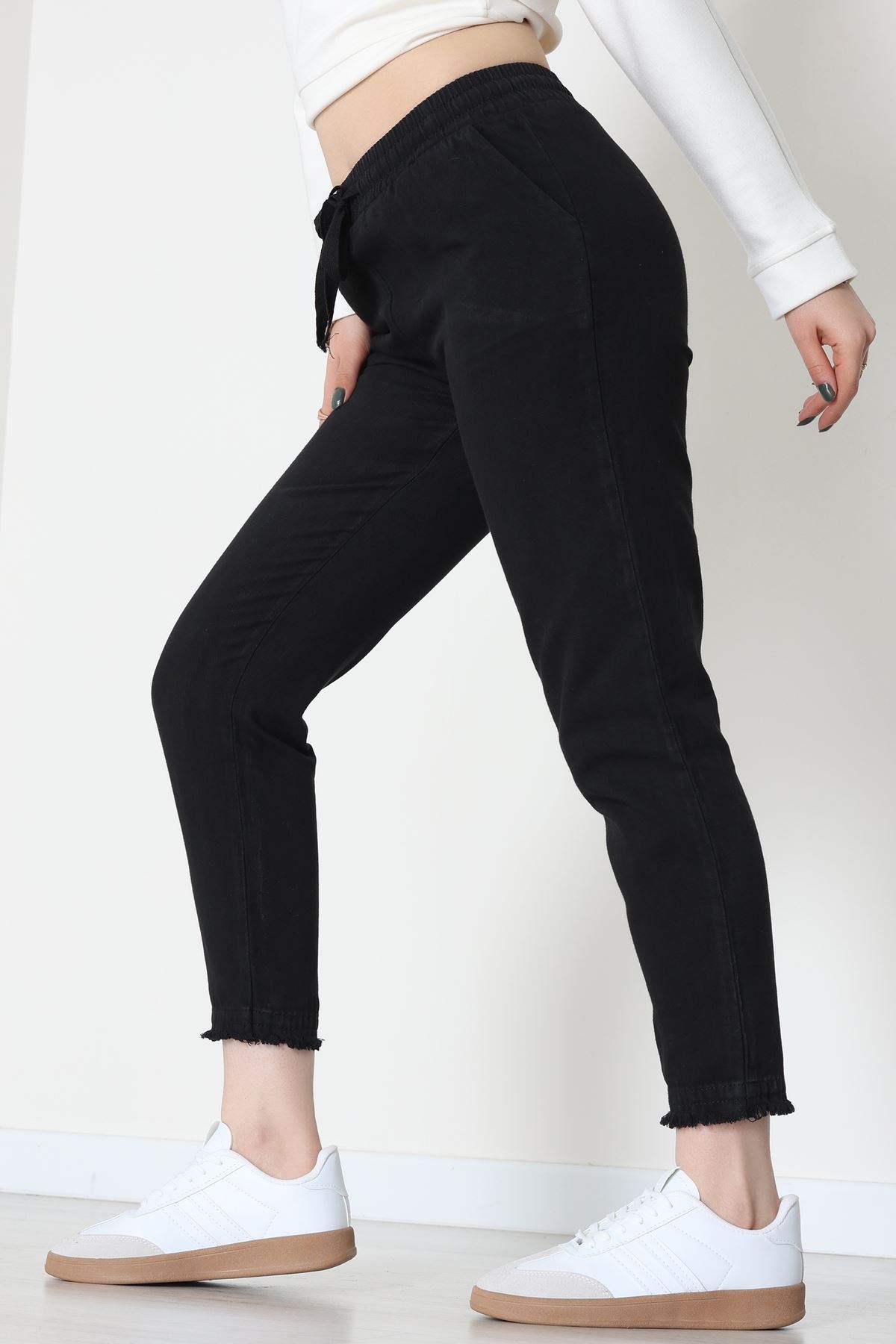 Gabardin Beli Lastlikli Pantolon Siyah - 51249.1347.