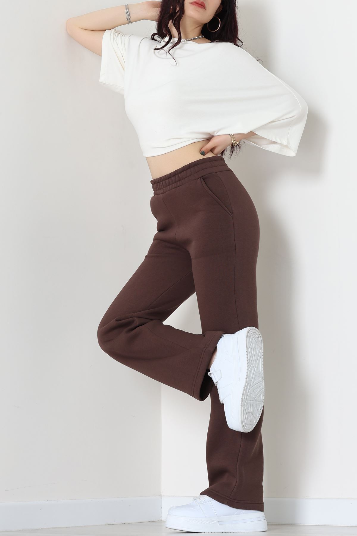 Üç İplik Palazzo Eşofman Altı Acıkahve - 20970.1878.