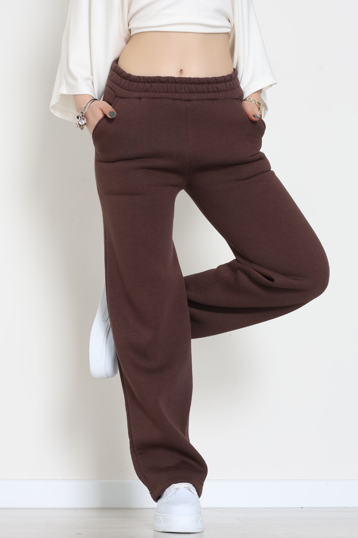 Üç İplik Palazzo Eşofman Altı Acıkahve - 20970.1878.