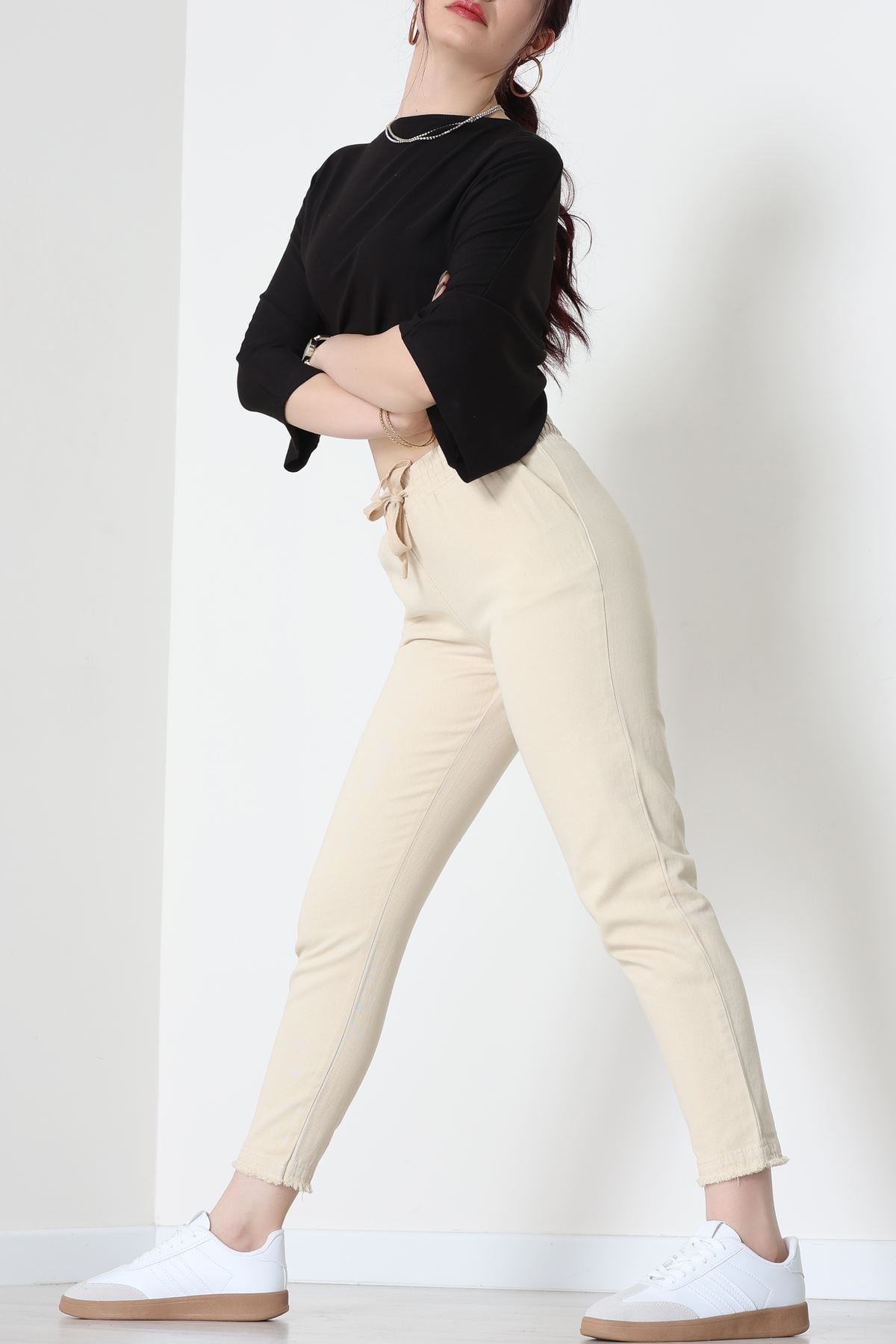 Gabardin Beli Lastlikli Pantolon Bej - 51249.1347.