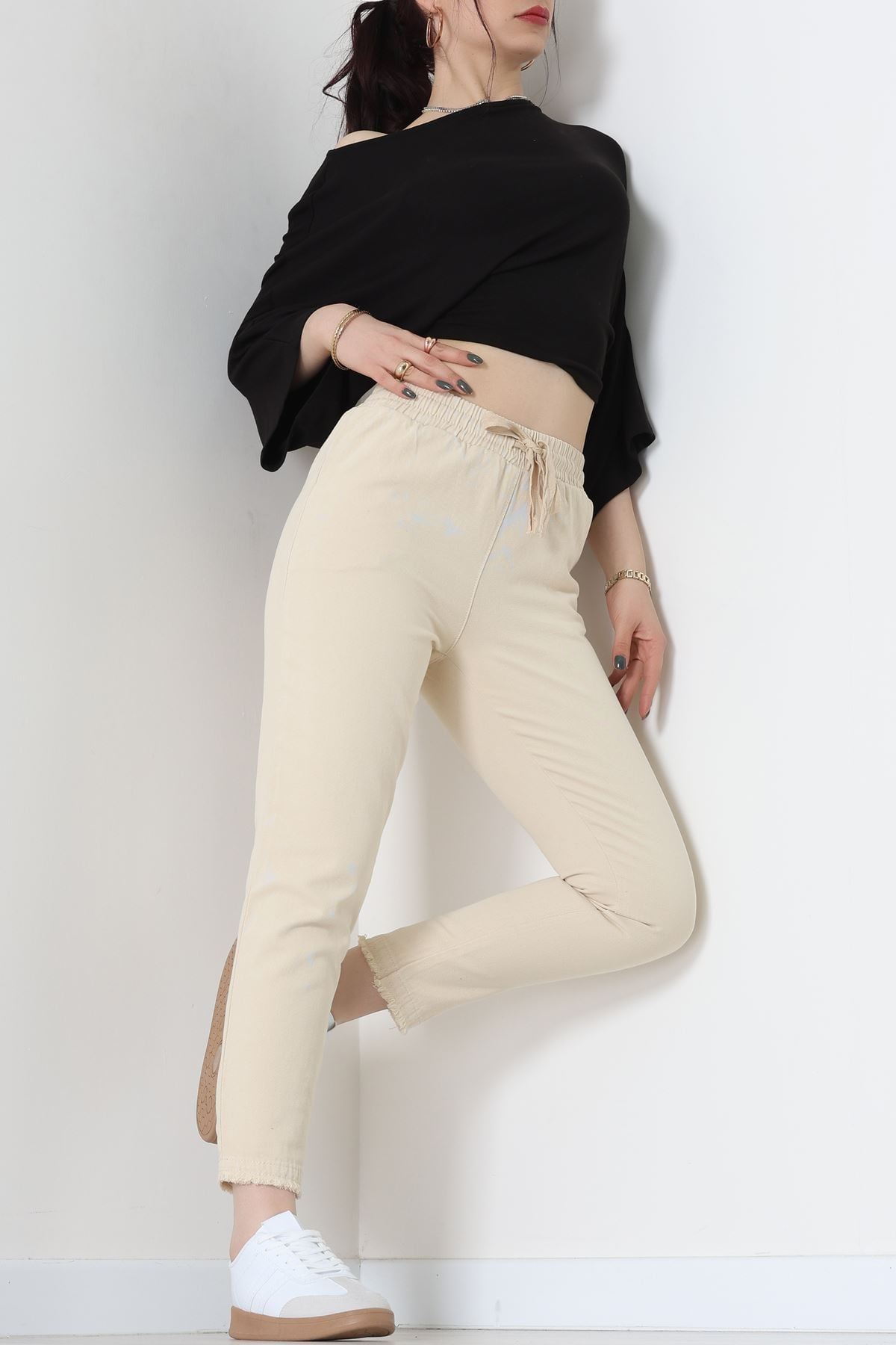 Gabardin Beli Lastlikli Pantolon Bej - 51249.1347.