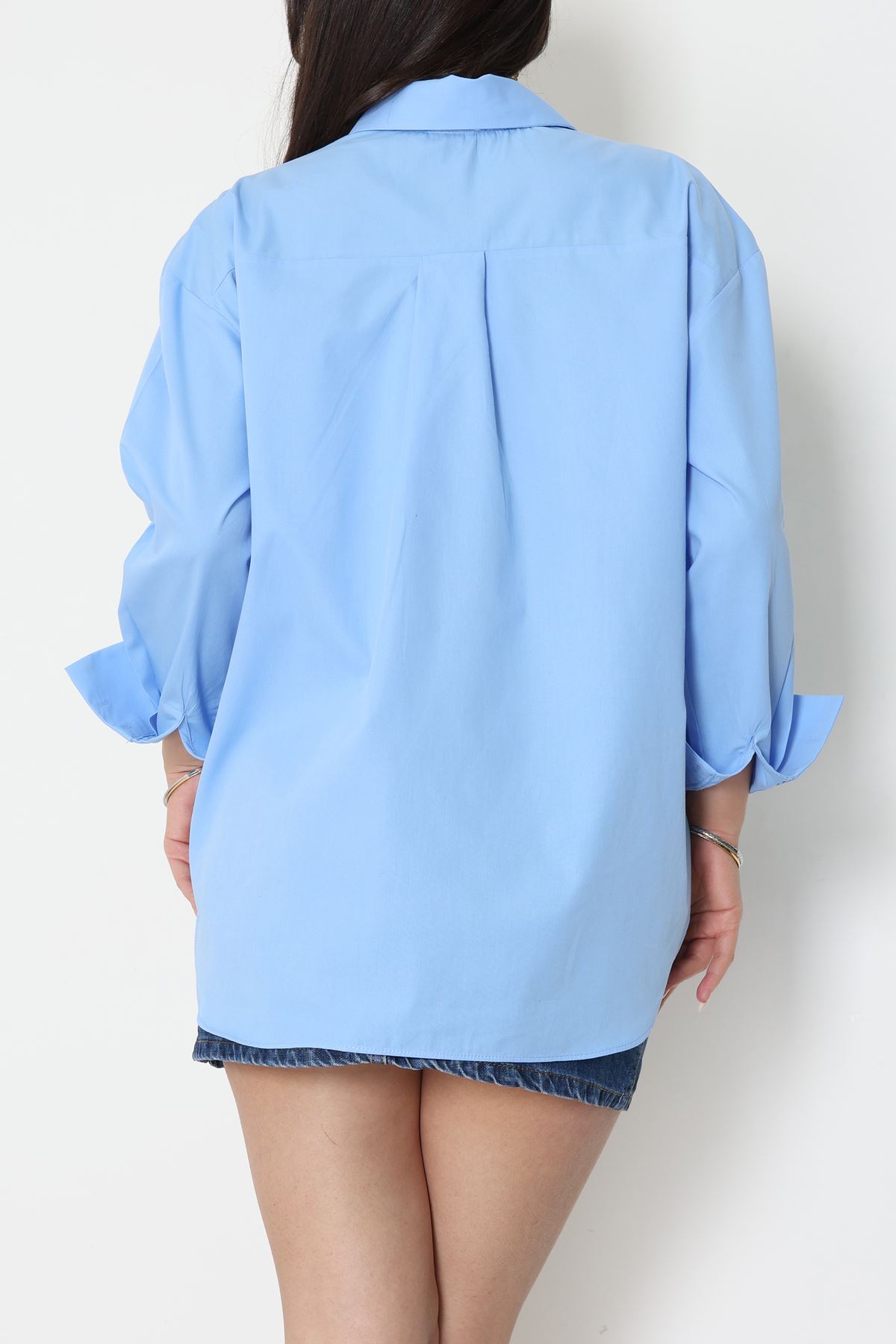 Çift Düğme Basic Gömlek Mavi - 31254.448.