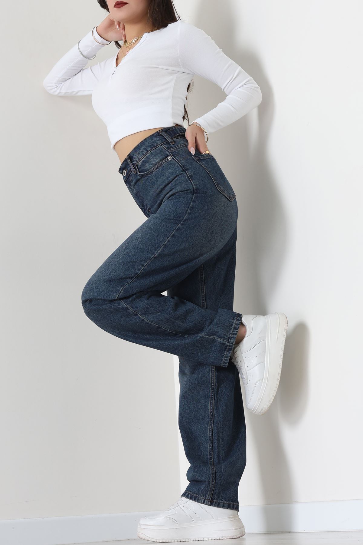 Tokalı Baggy Kot Pantolon Mavitint1 - 31558.2088.