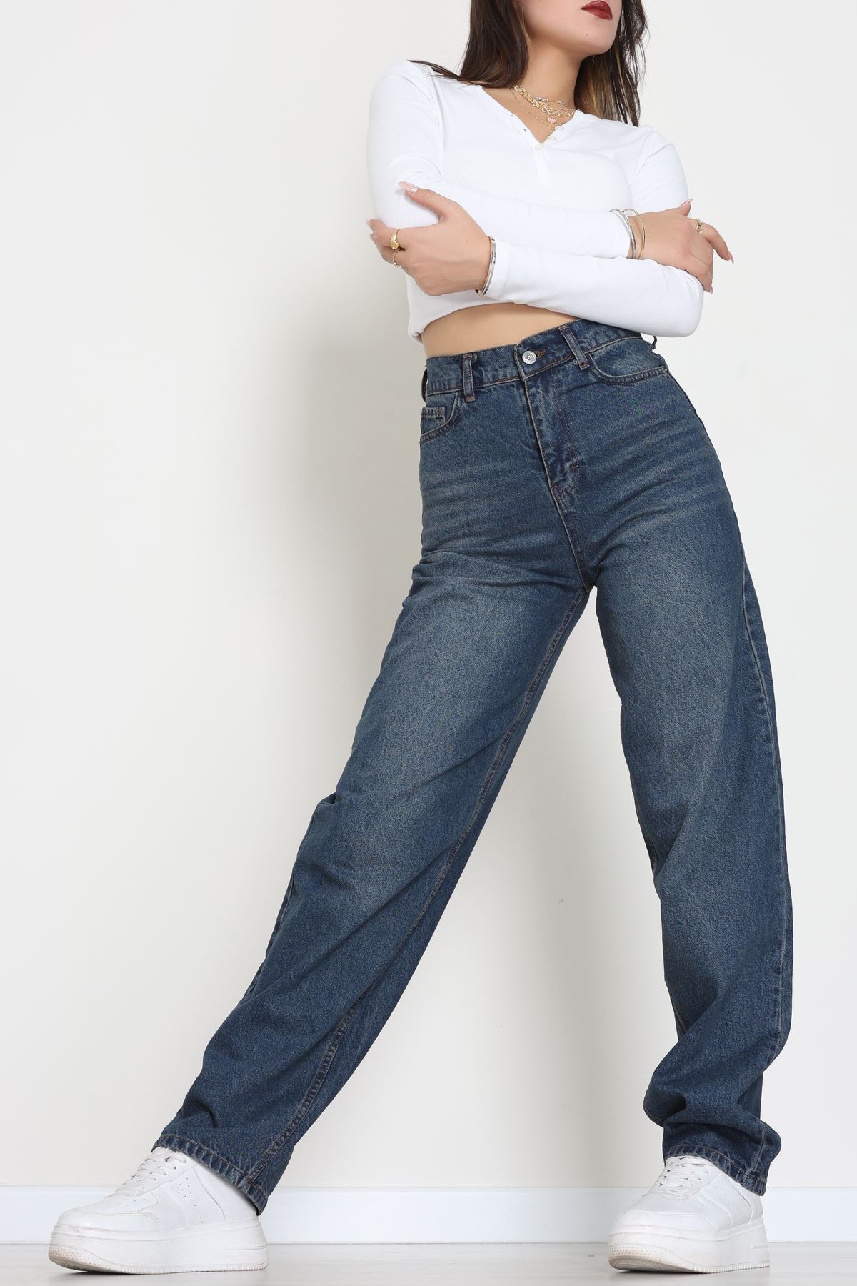 Tokalı Baggy Kot Pantolon Mavitint1 - 31558.2088.