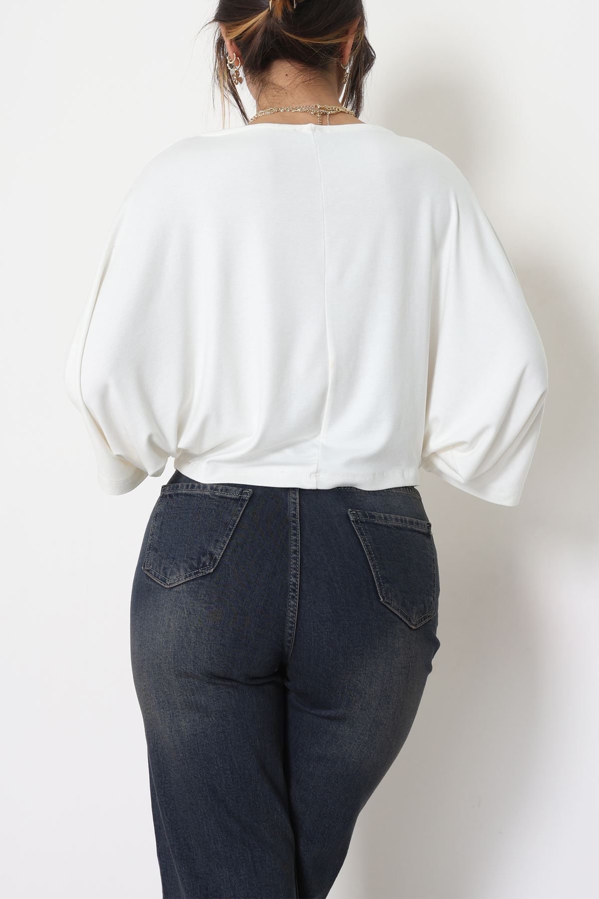 Viskon Ribana Yarasa Kol Bluz Ekru - 43563.1254.