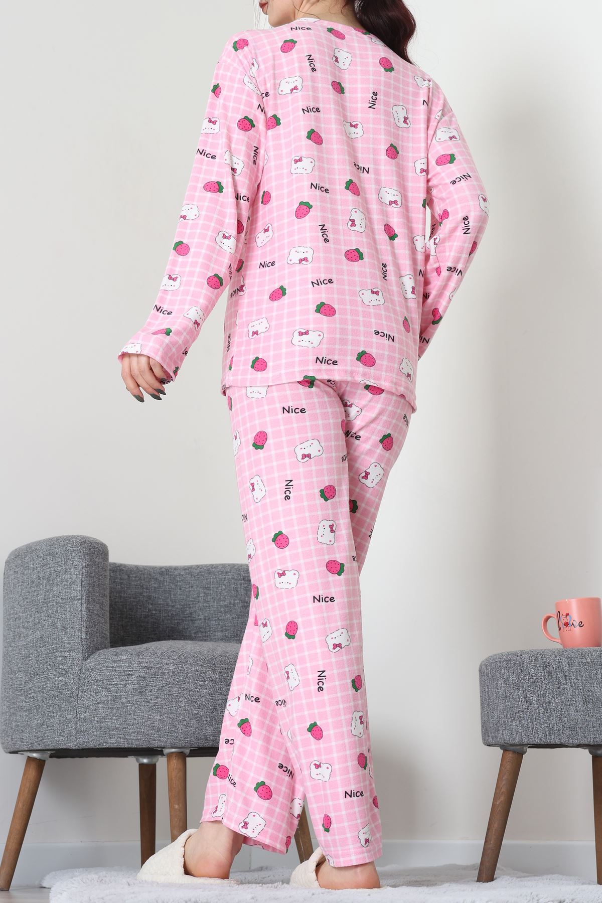 Süet Alt Üst Aynı Pijama Takımı Pembeayı - 118.1287.