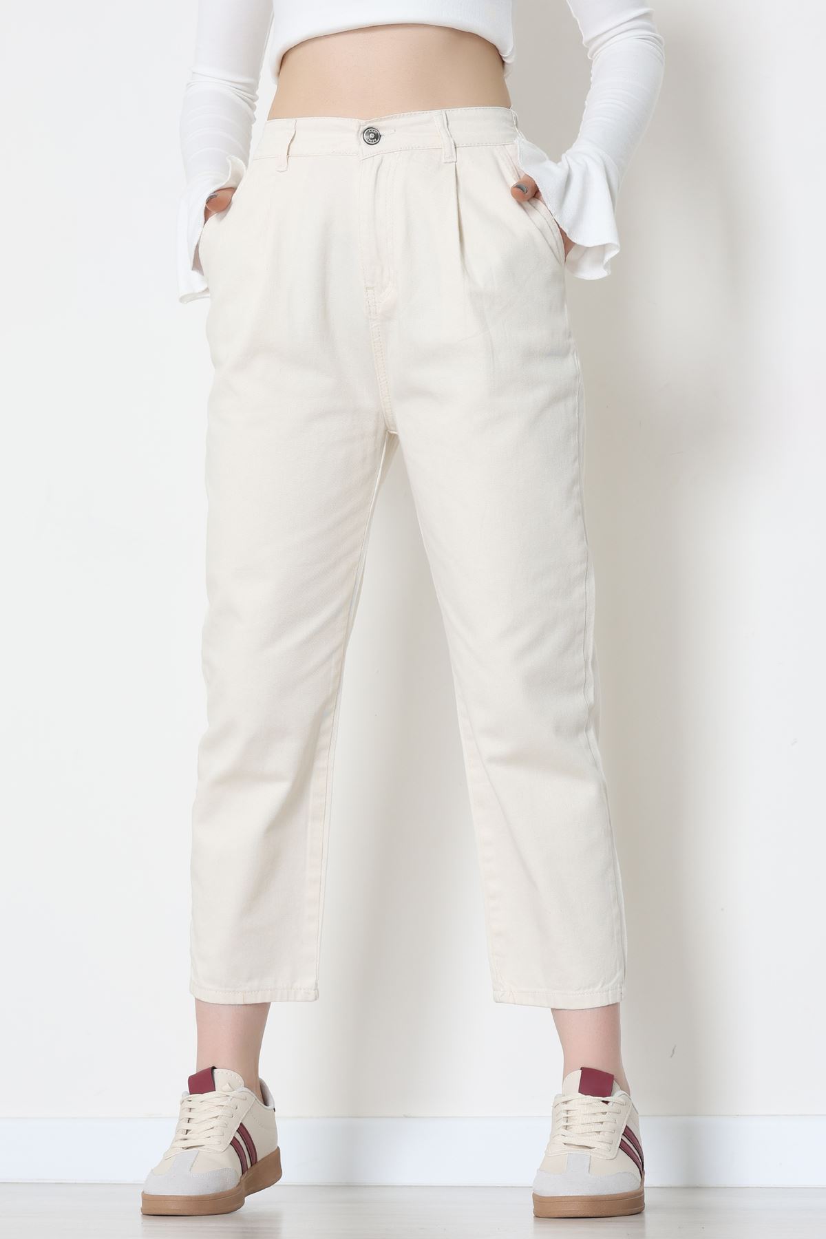 Gabardin Mom Pantolon Krem - 42707.2121.