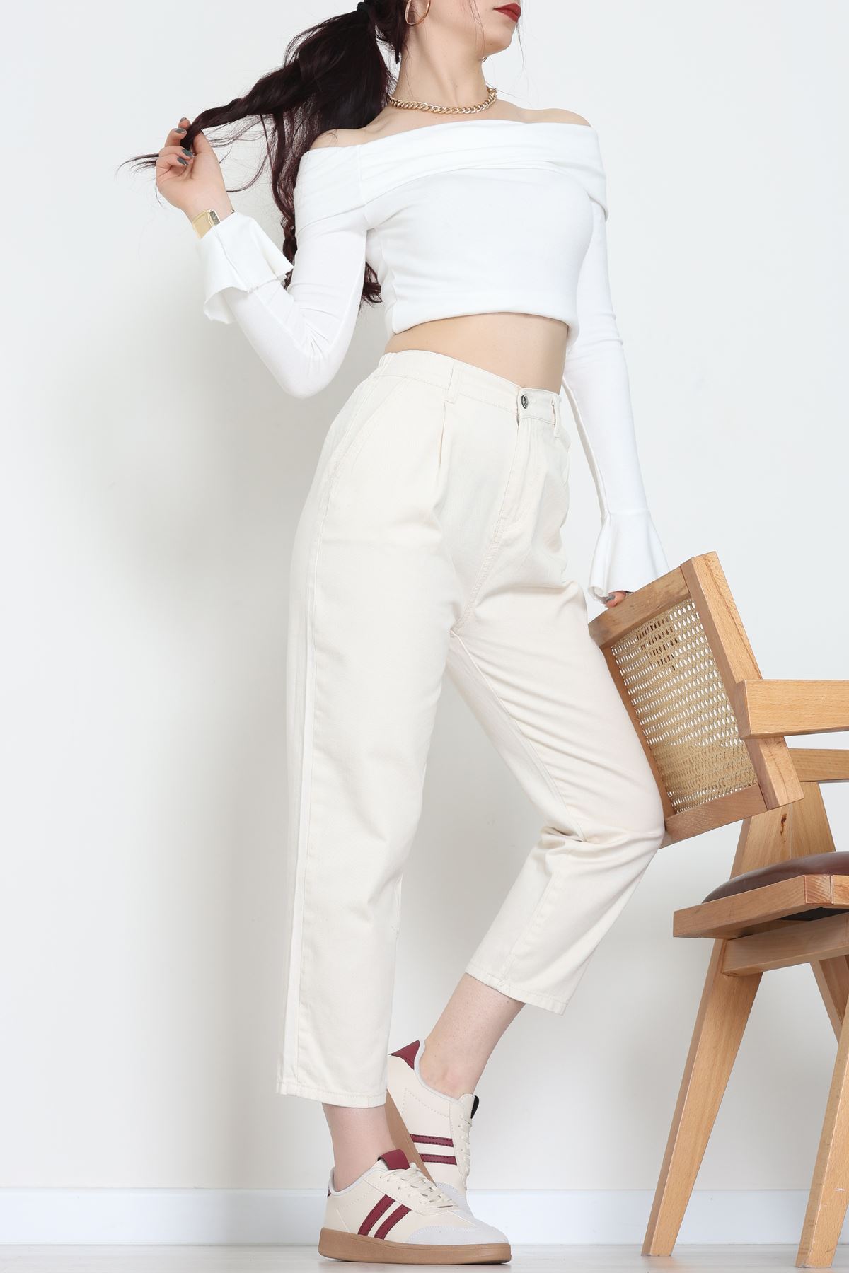 Gabardin Mom Pantolon Krem - 42707.2121.