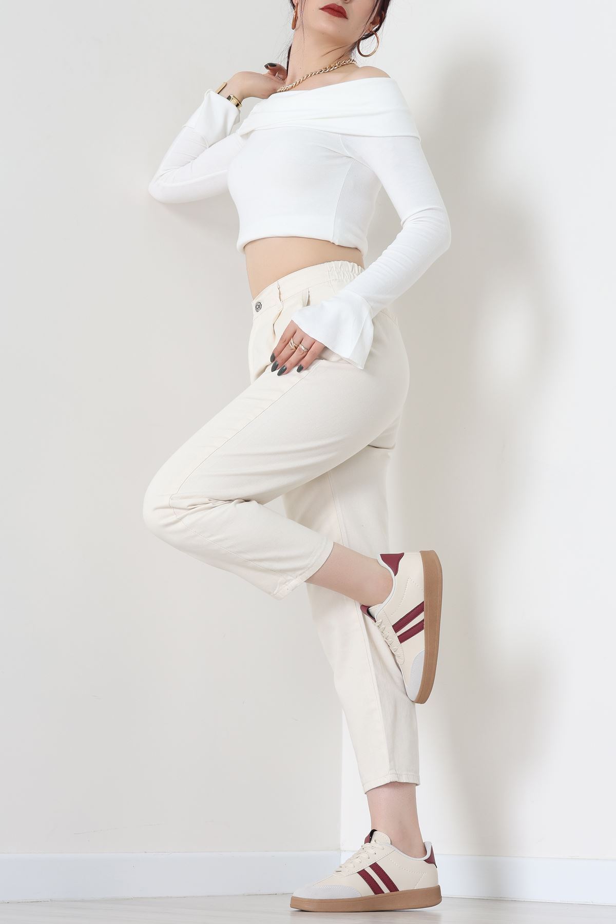 Gabardin Mom Pantolon Krem - 42707.2121.