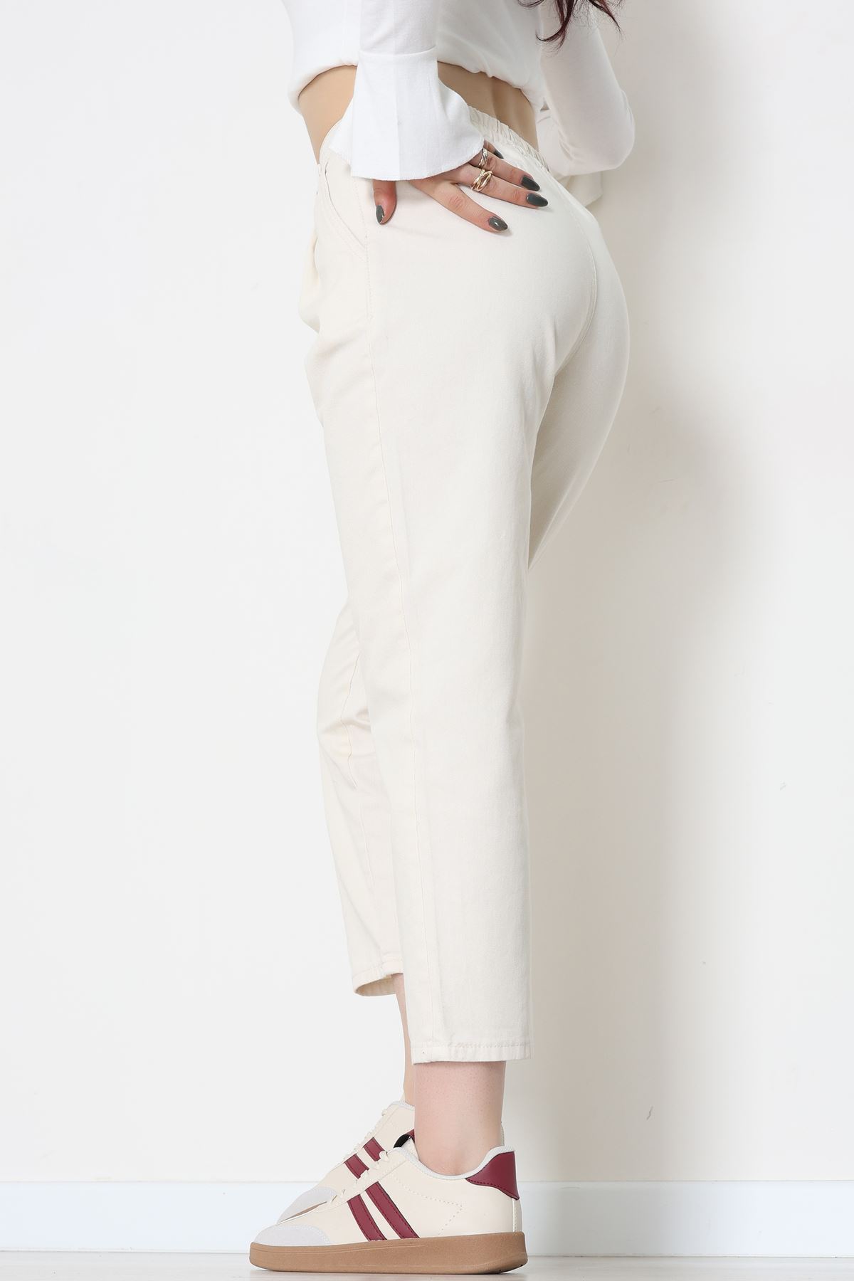 Gabardin Mom Pantolon Krem - 42707.2121.