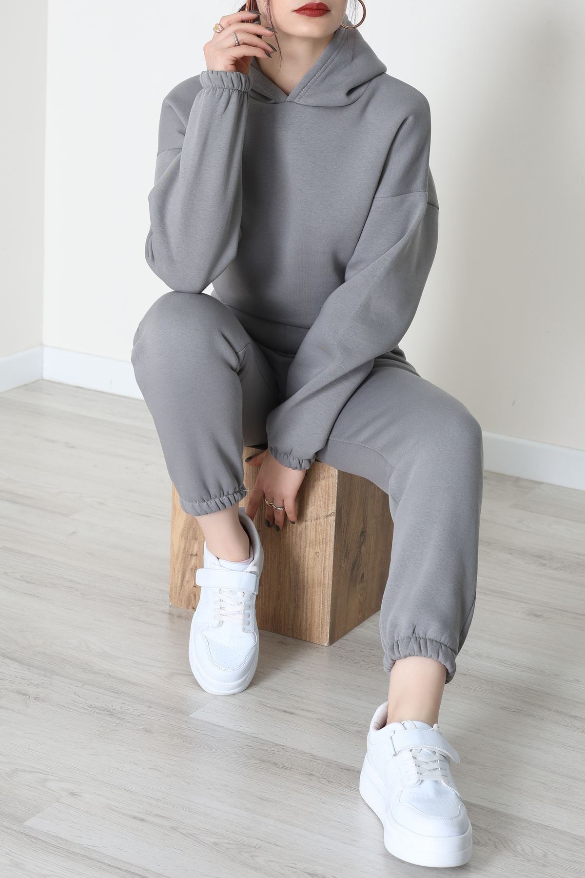 3 İplik Şardonlu Eşofman Takımı Antrasit - 52049.1878.