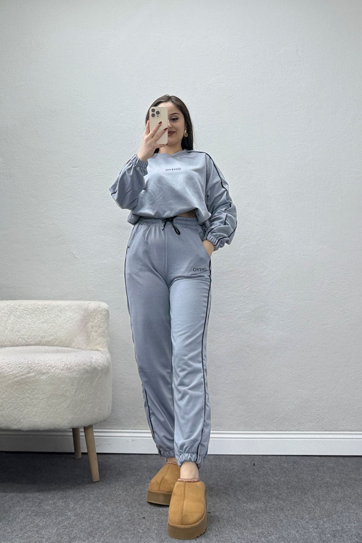 Biyeli 2 İplik Eşofman Takımı Grisiyah - 50744.1005.