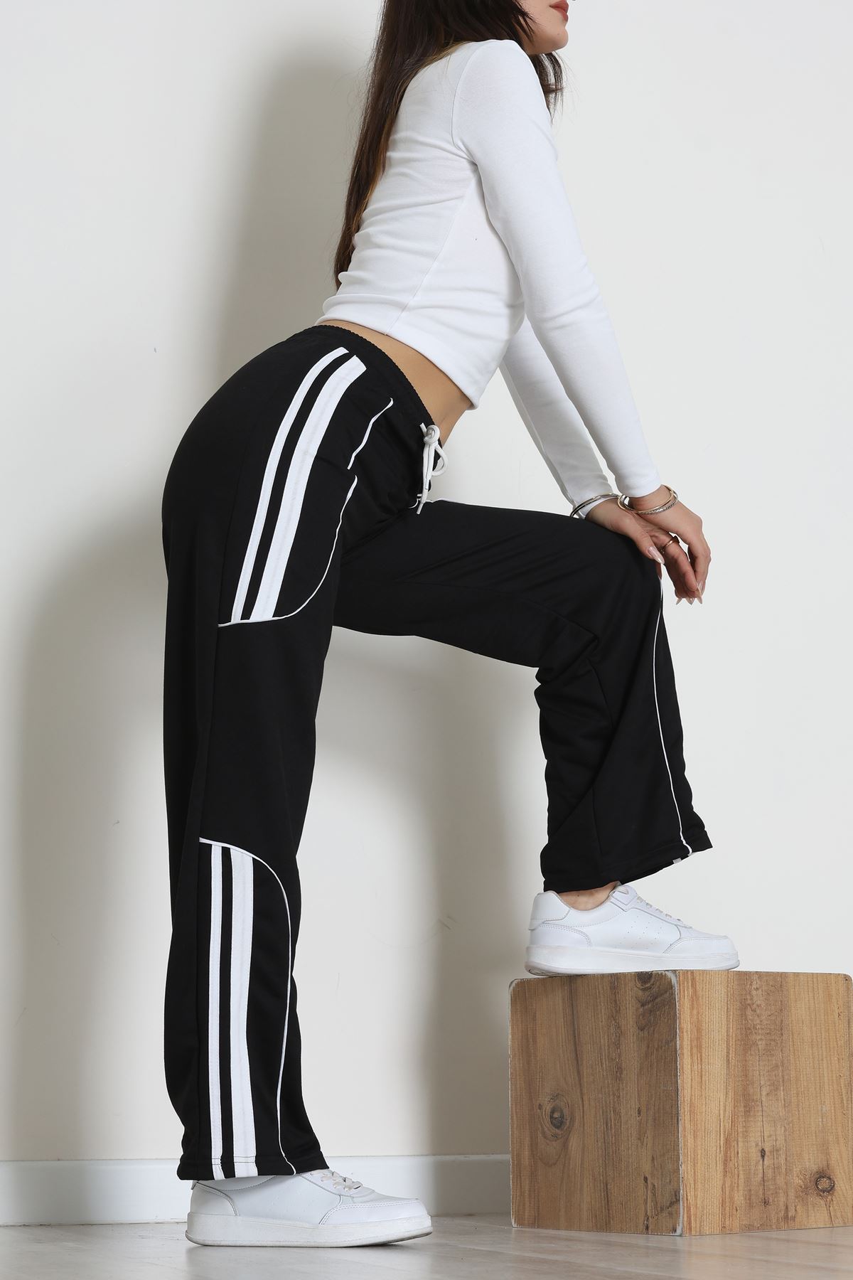 Şeritli 2 İplik Eşofman Altı Siyah - 52172.1005.