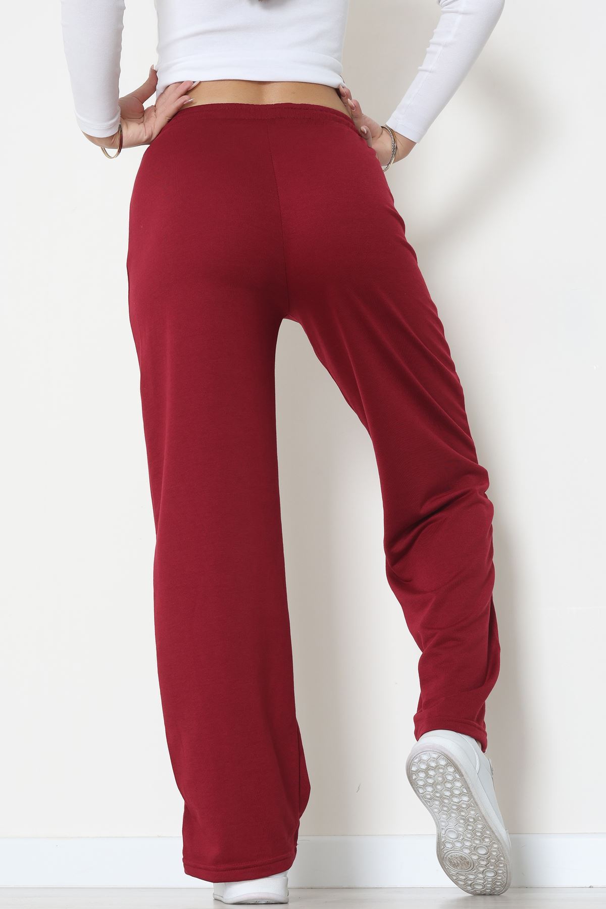 Şeritli 2 İplik Eşofman Altı Bordo - 52172.1005.