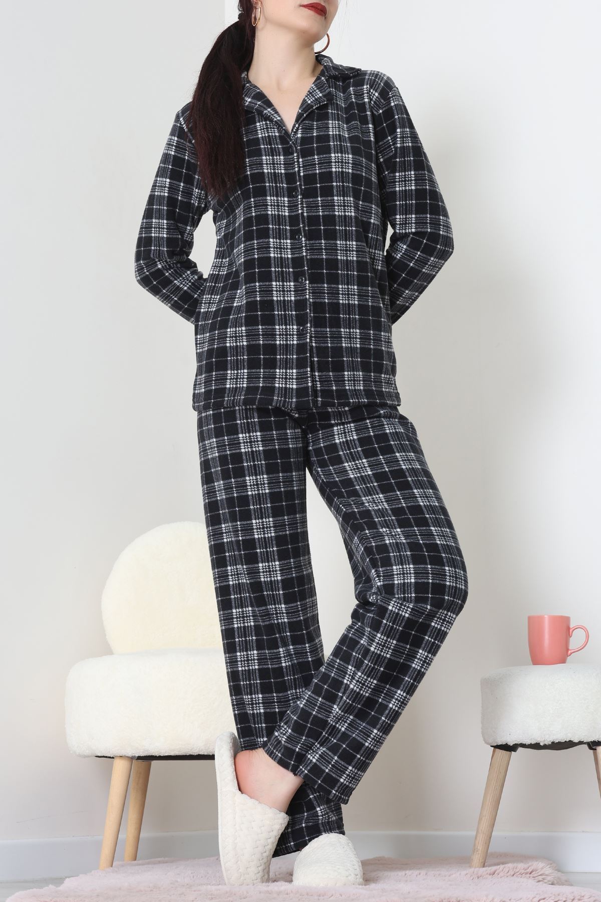 Önü Düğmeli Polar Takım Ekose - 451.1287.