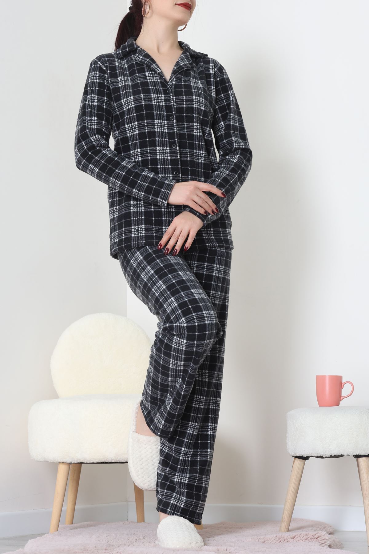 Önü Düğmeli Polar Takım Ekose - 451.1287.