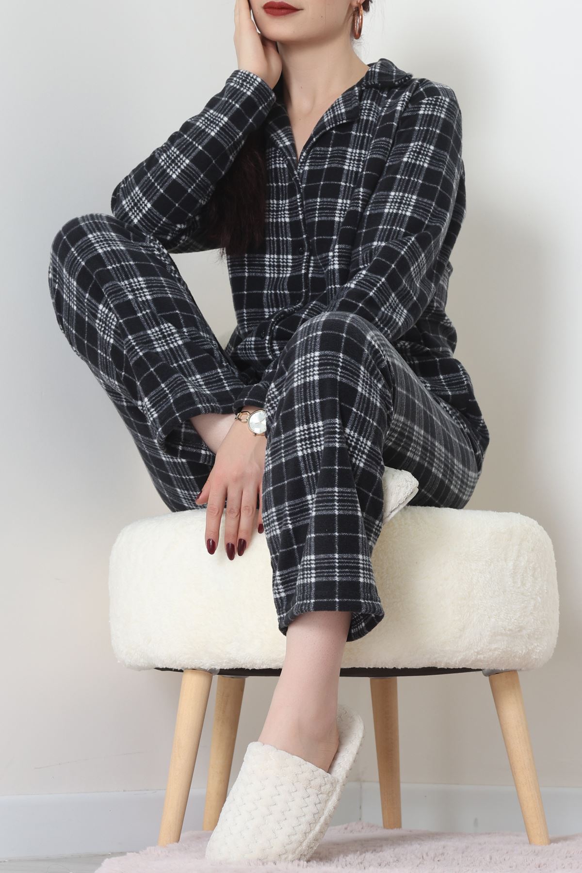 Önü Düğmeli Polar Takım Ekose - 451.1287.