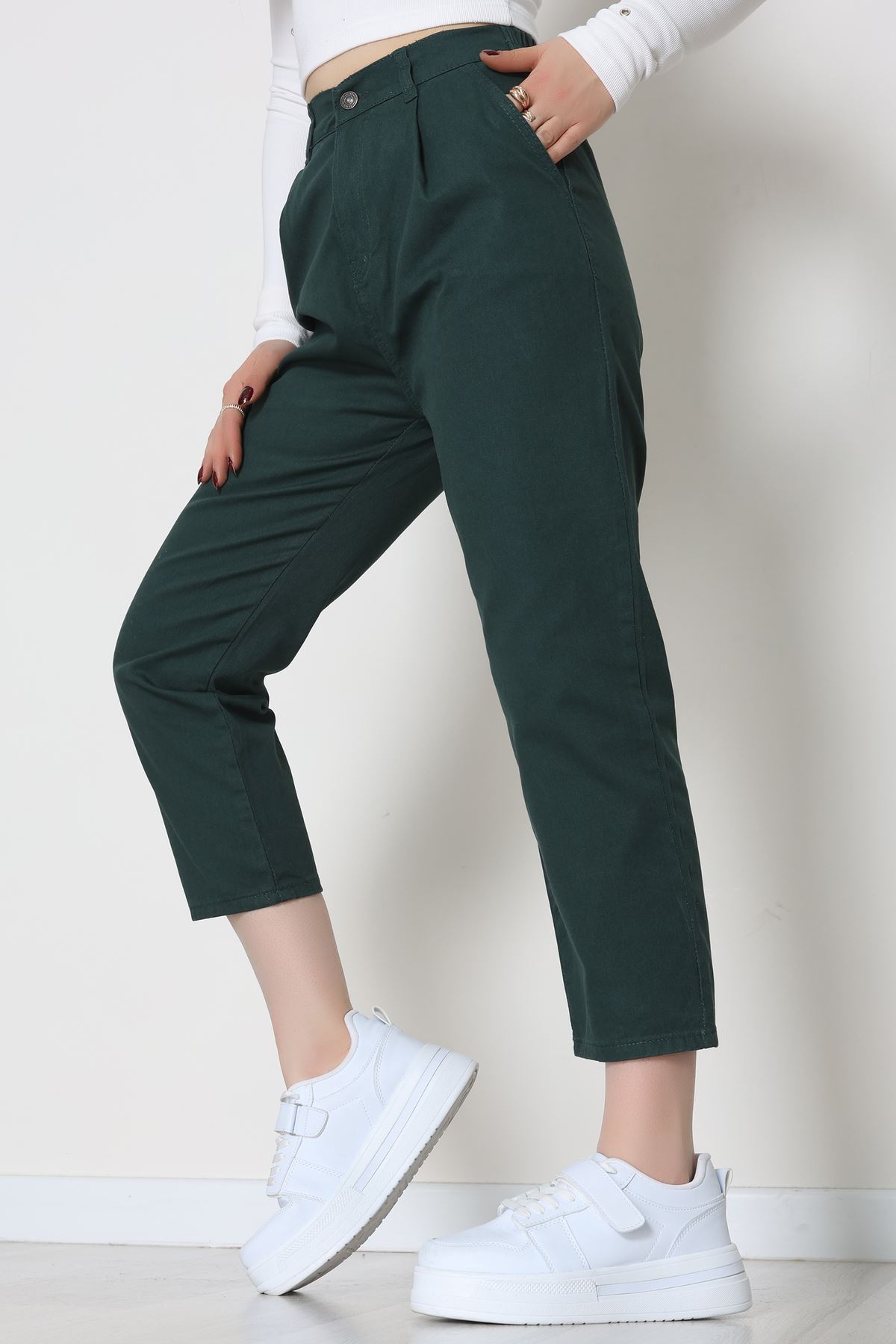 Gabardin Mom Pantolon Zümrüt - 42707.2121.