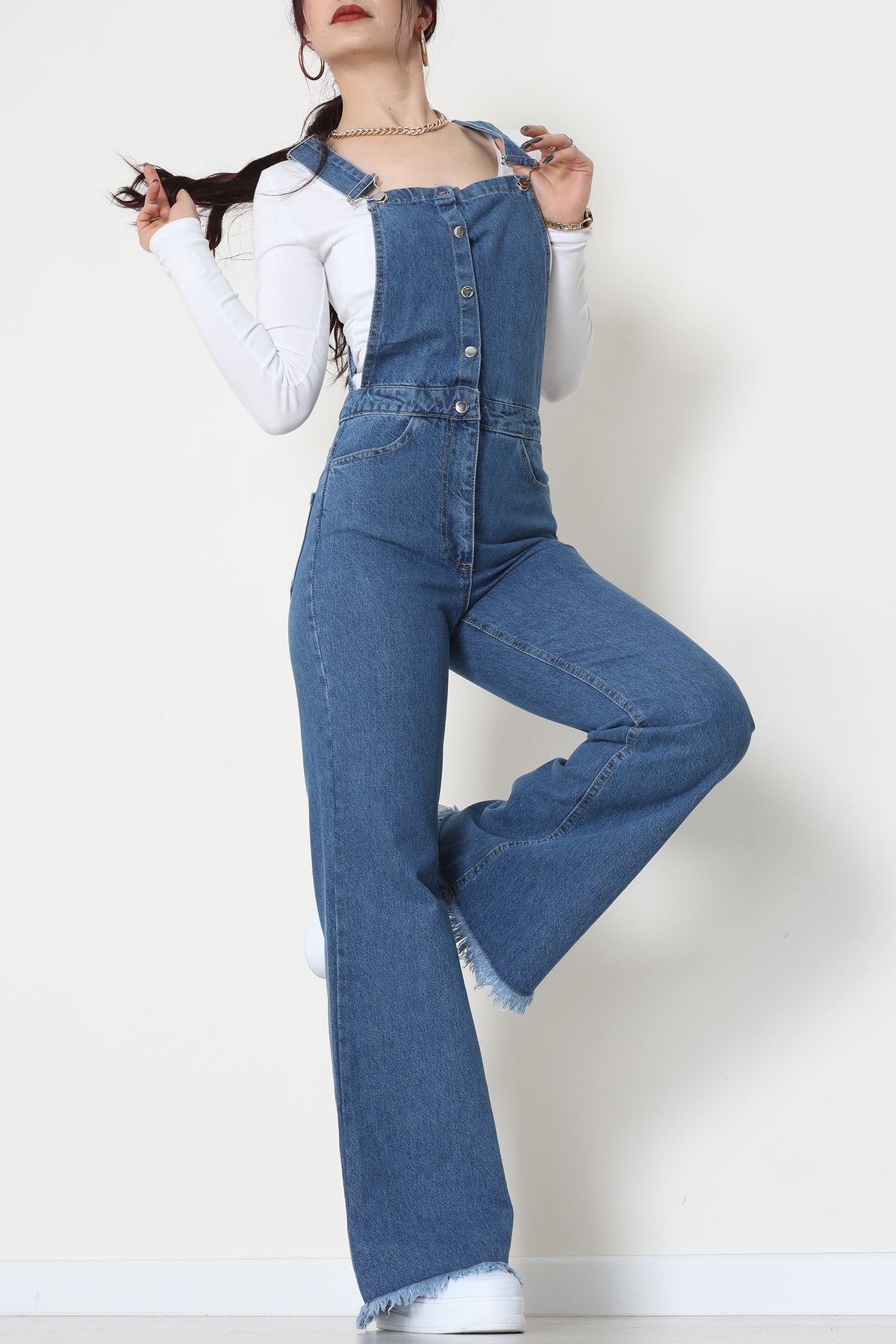 Kot Salopet Önden Düğmeli Tulum Mavi1 - 31789.683.