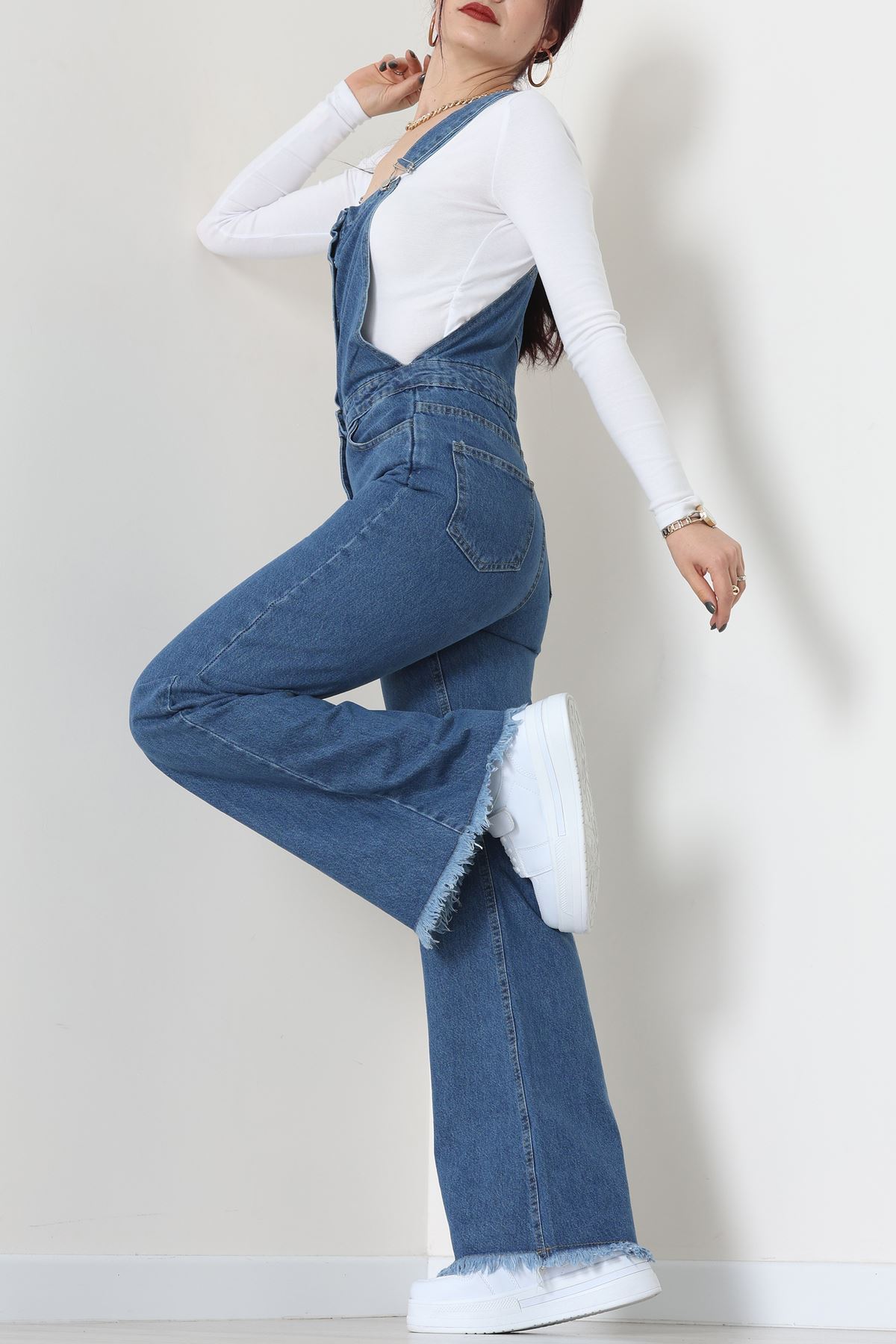 Kot Salopet Önden Düğmeli Tulum Mavi1 - 31789.683.