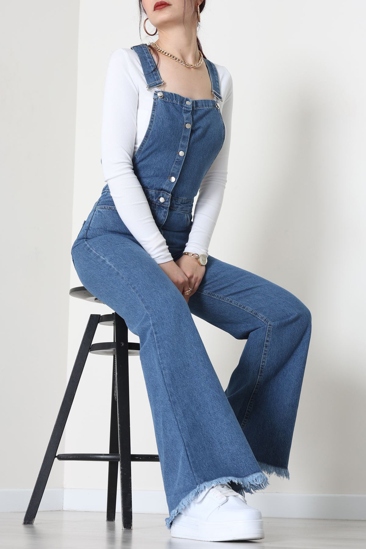 Kot Salopet Önden Düğmeli Tulum Mavi1 - 31789.683.