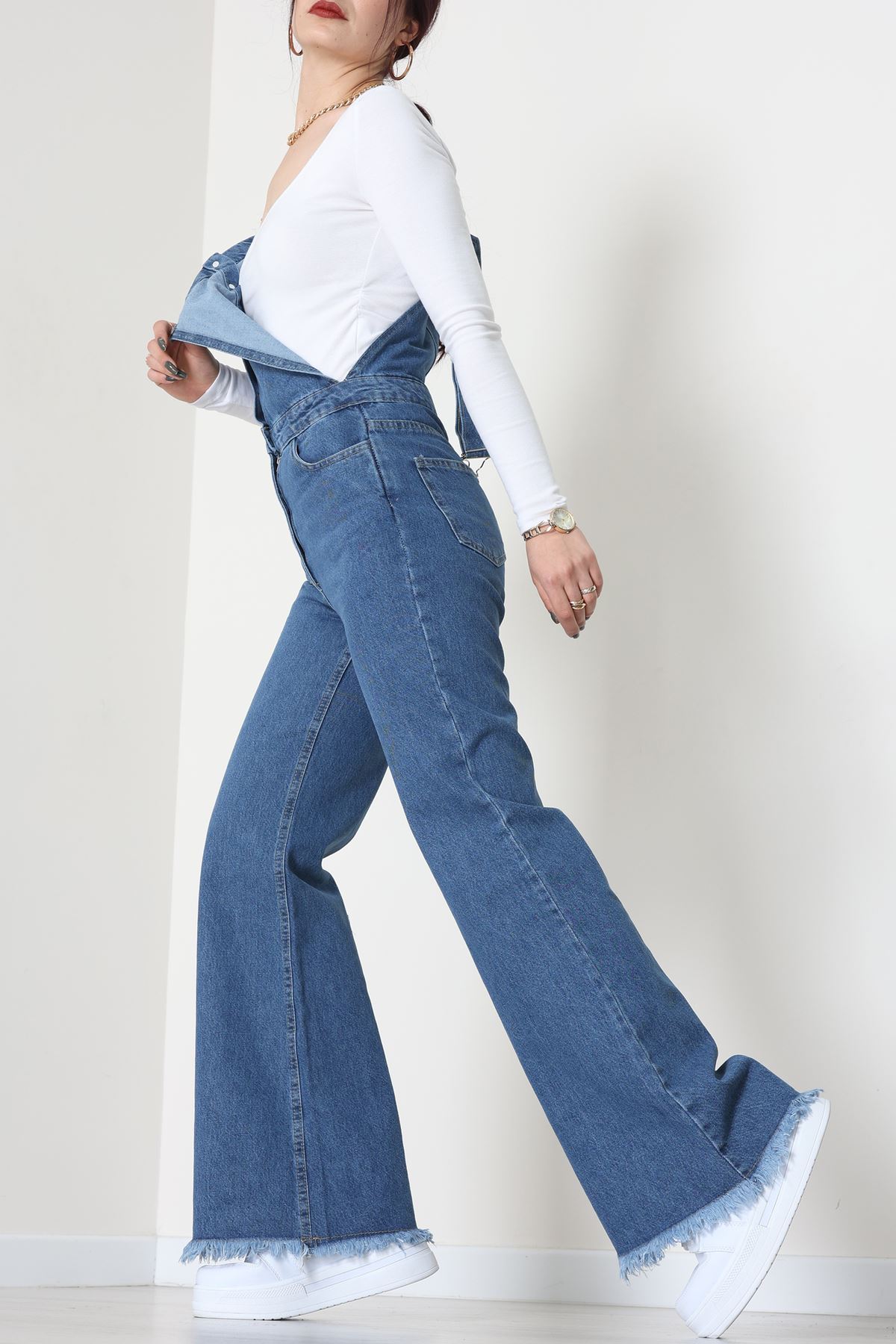 Kot Salopet Önden Düğmeli Tulum Mavi1 - 31789.683.