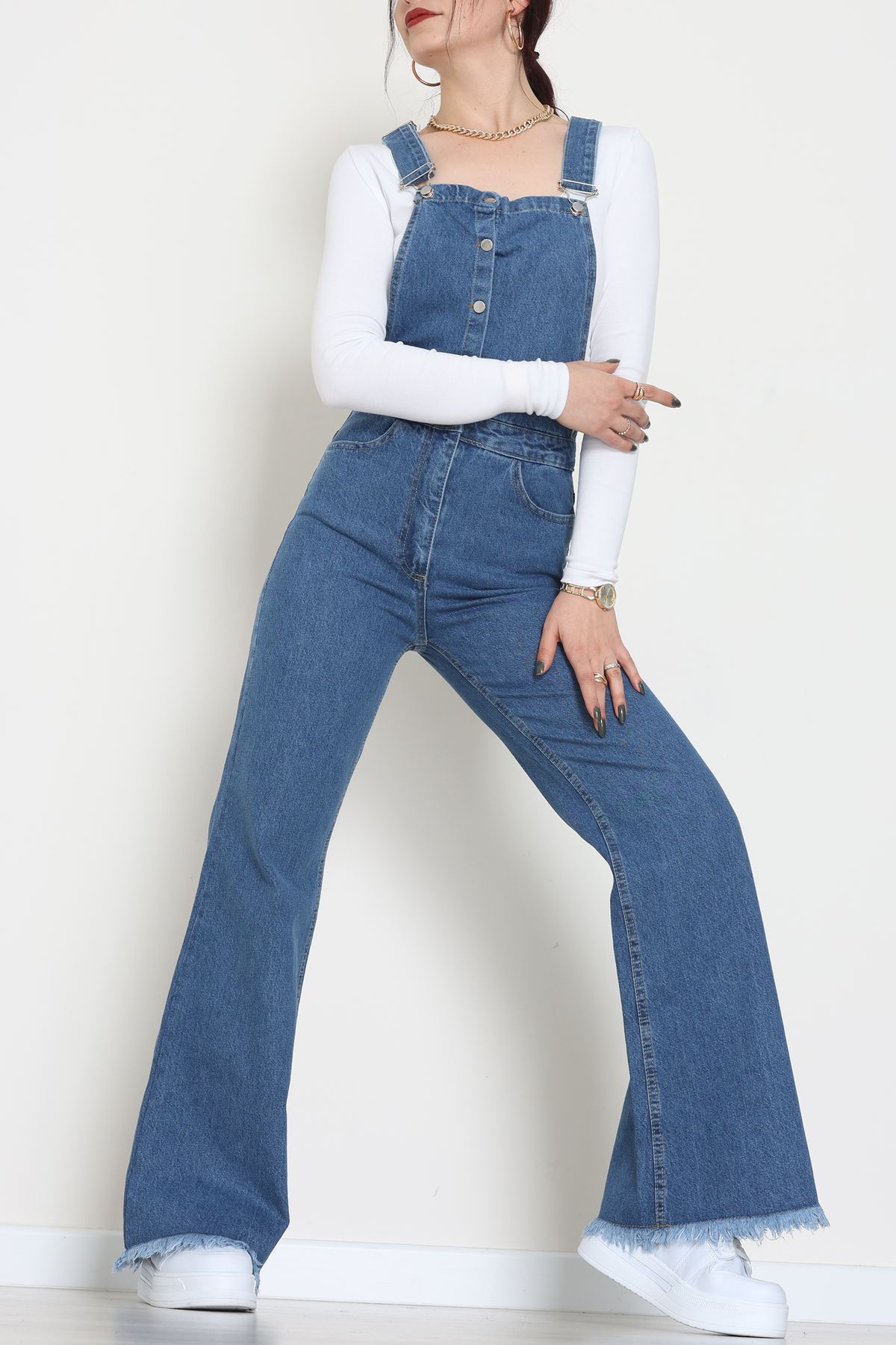 Kot Salopet Önden Düğmeli Tulum Mavi1 - 31789.683.