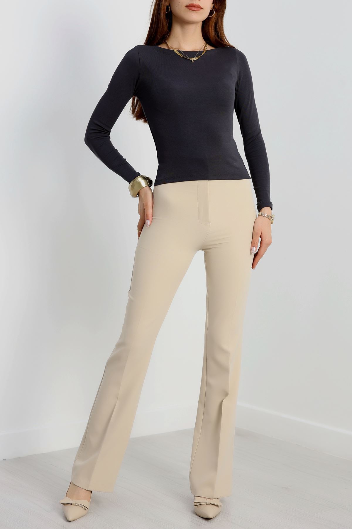 Kayık Yaka Ribana Basic Body Füme - 21897.200.