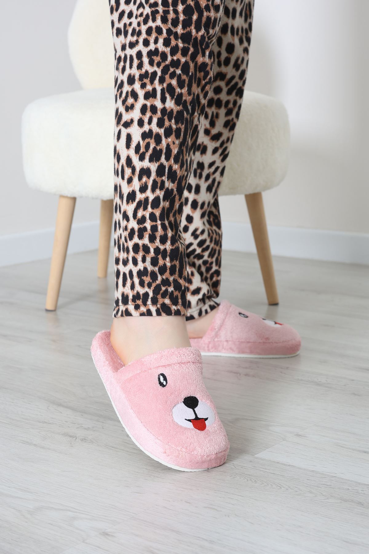 Peluş Ayıcıklı Ev Terliği Pudra - 32565.264.