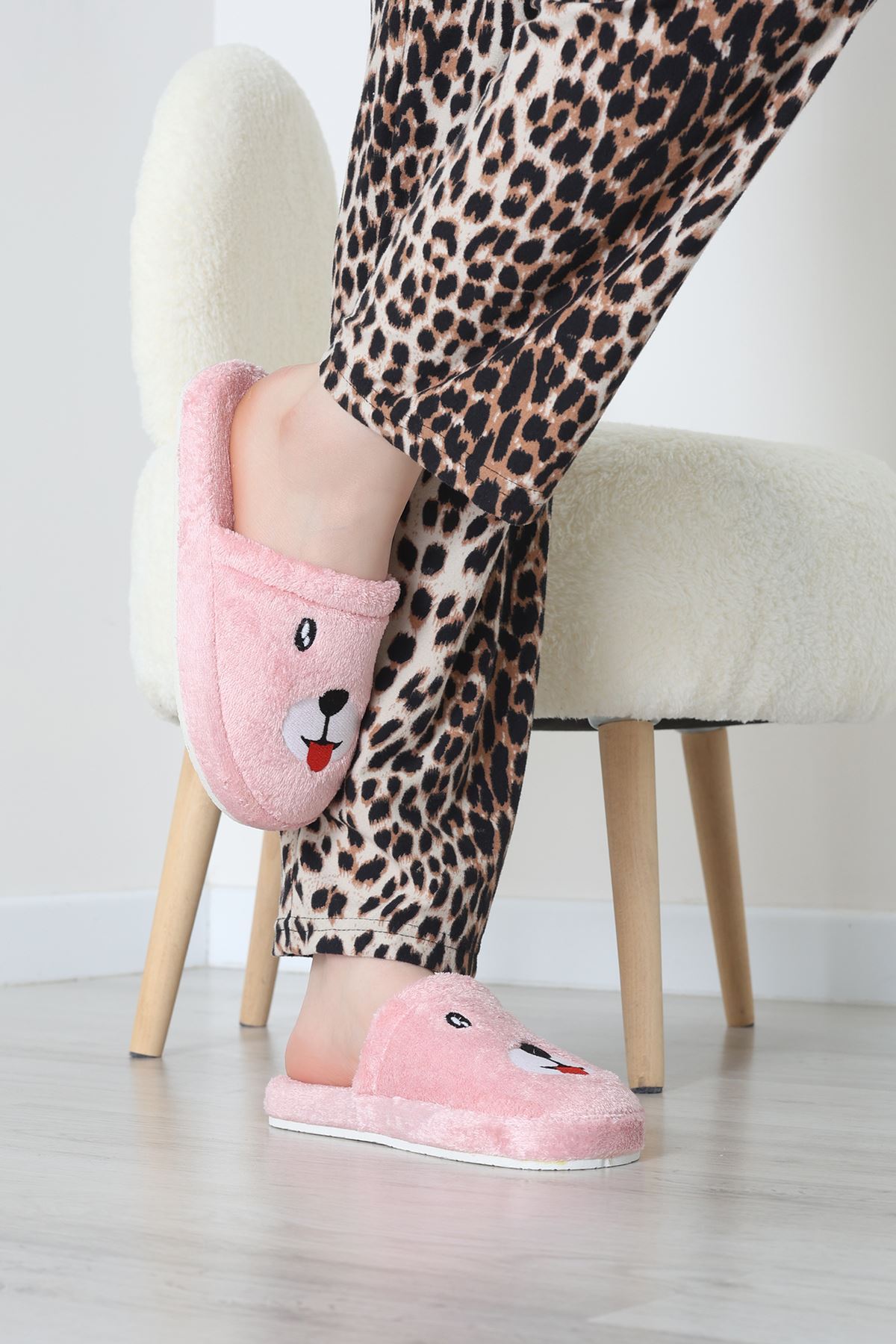 Peluş Ayıcıklı Ev Terliği Pudra - 32565.264.