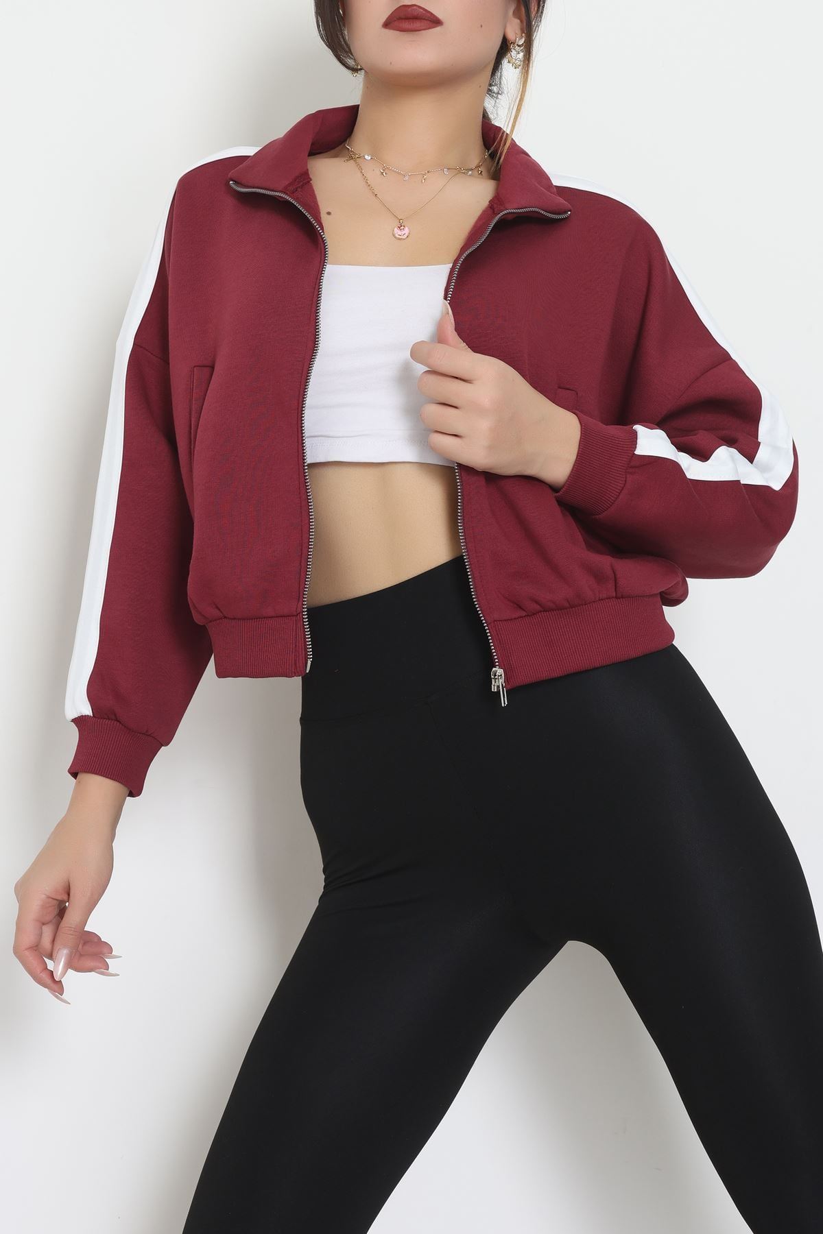 3 İp Şardonlu Sweatshırt Bordo - 21954.200.