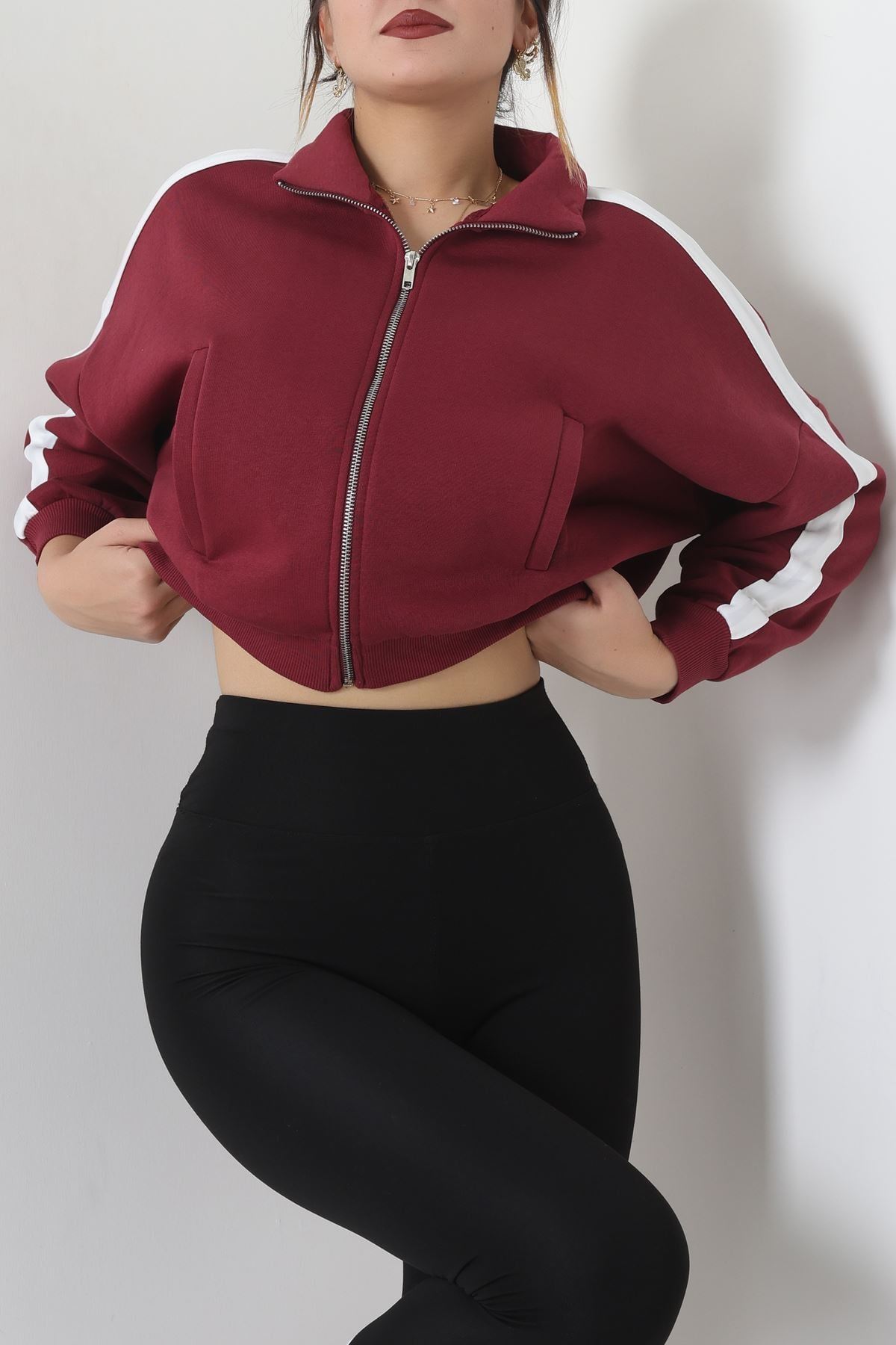 3 İp Şardonlu Sweatshırt Bordo - 21954.200.