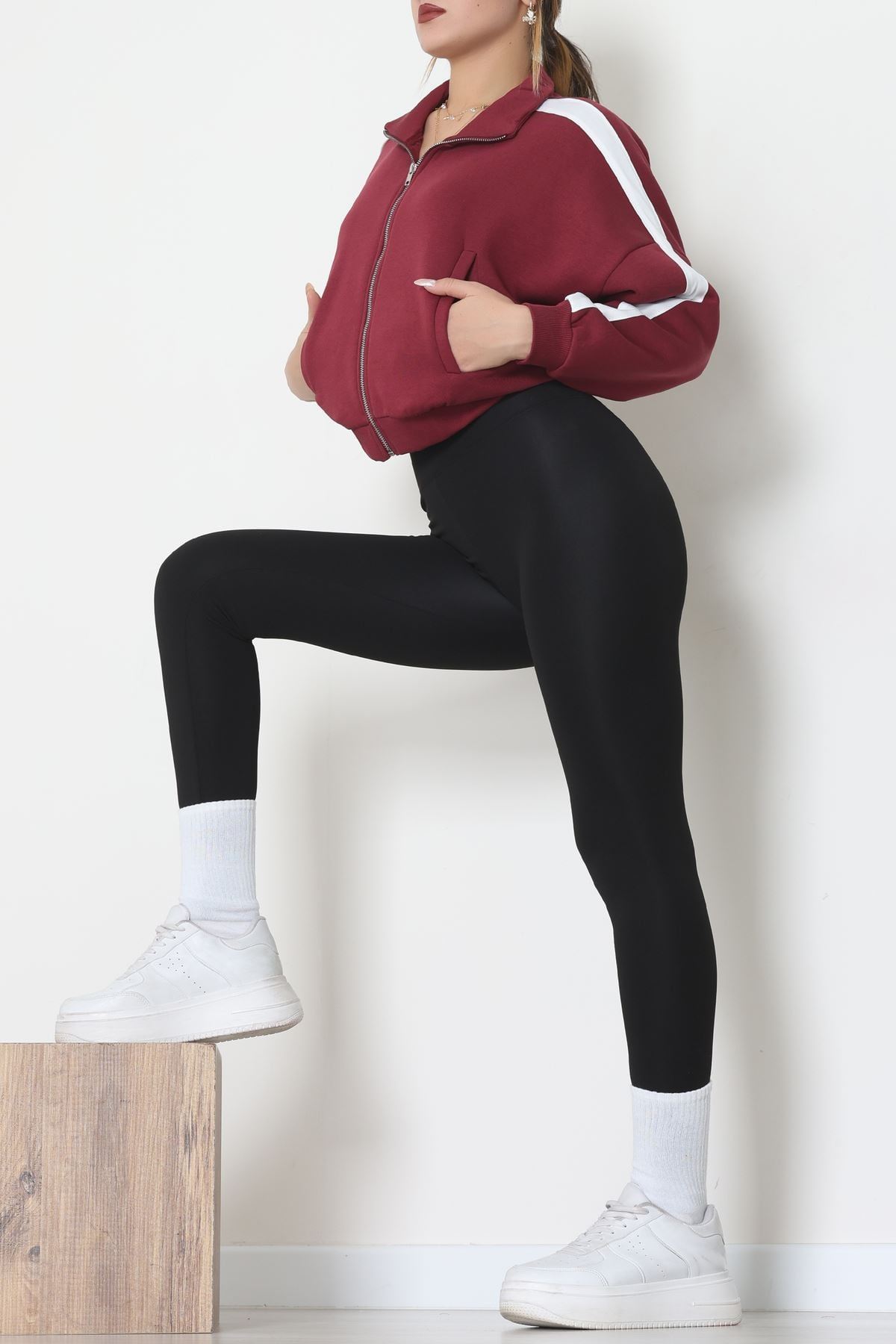 3 İp Şardonlu Sweatshırt Bordo - 21954.200.