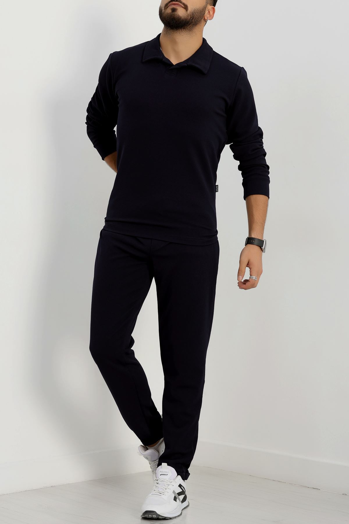 Zra Krep Polo Yaka Erkek Takım Lacivert - 42187.1937.