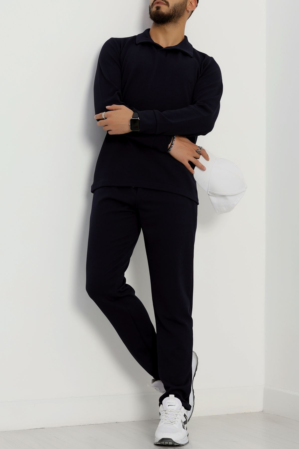 Zra Krep Polo Yaka Erkek Takım Lacivert - 42187.1937.