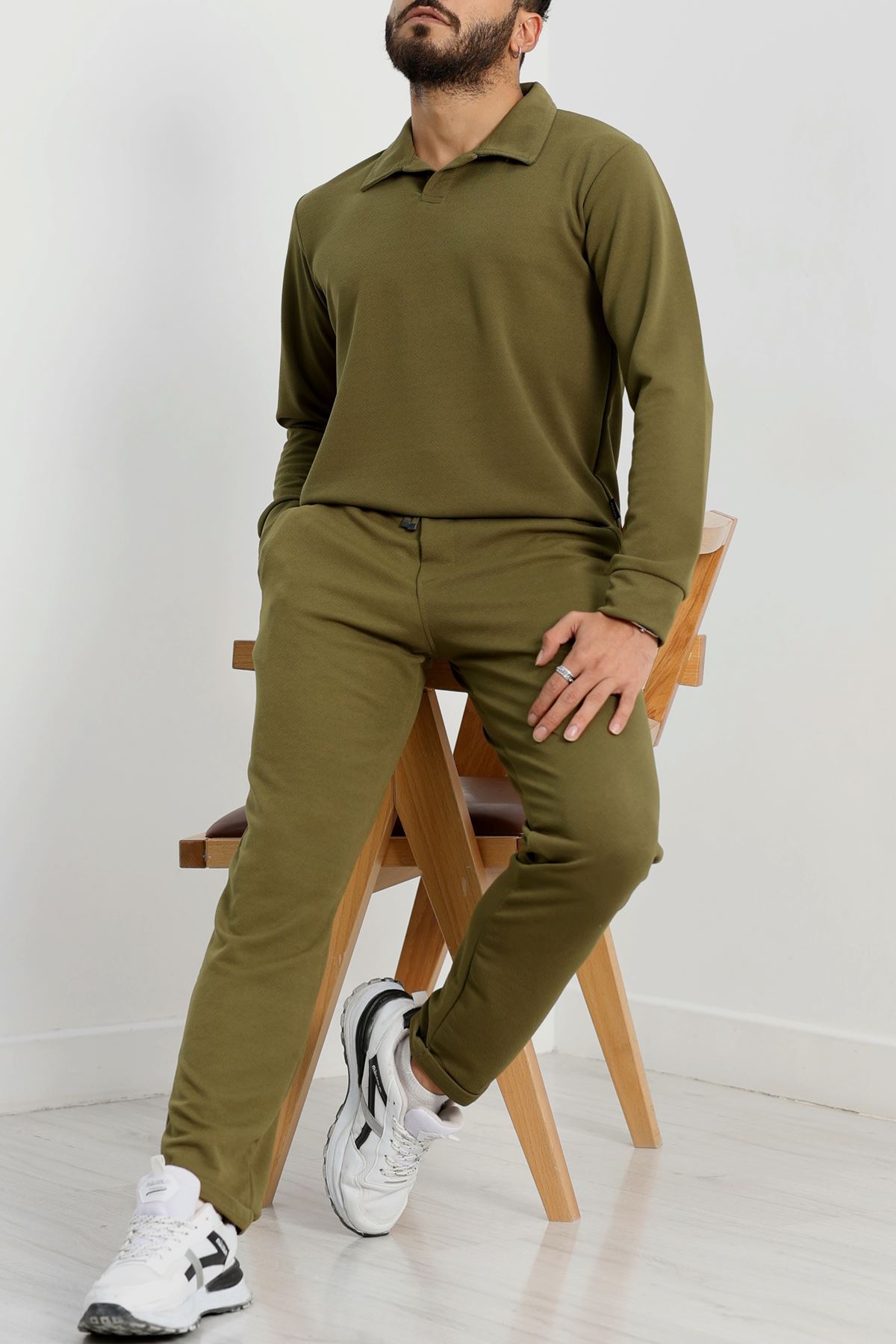 Zra Krep Polo Yaka Erkek Takım Haki - 42187.1937.
